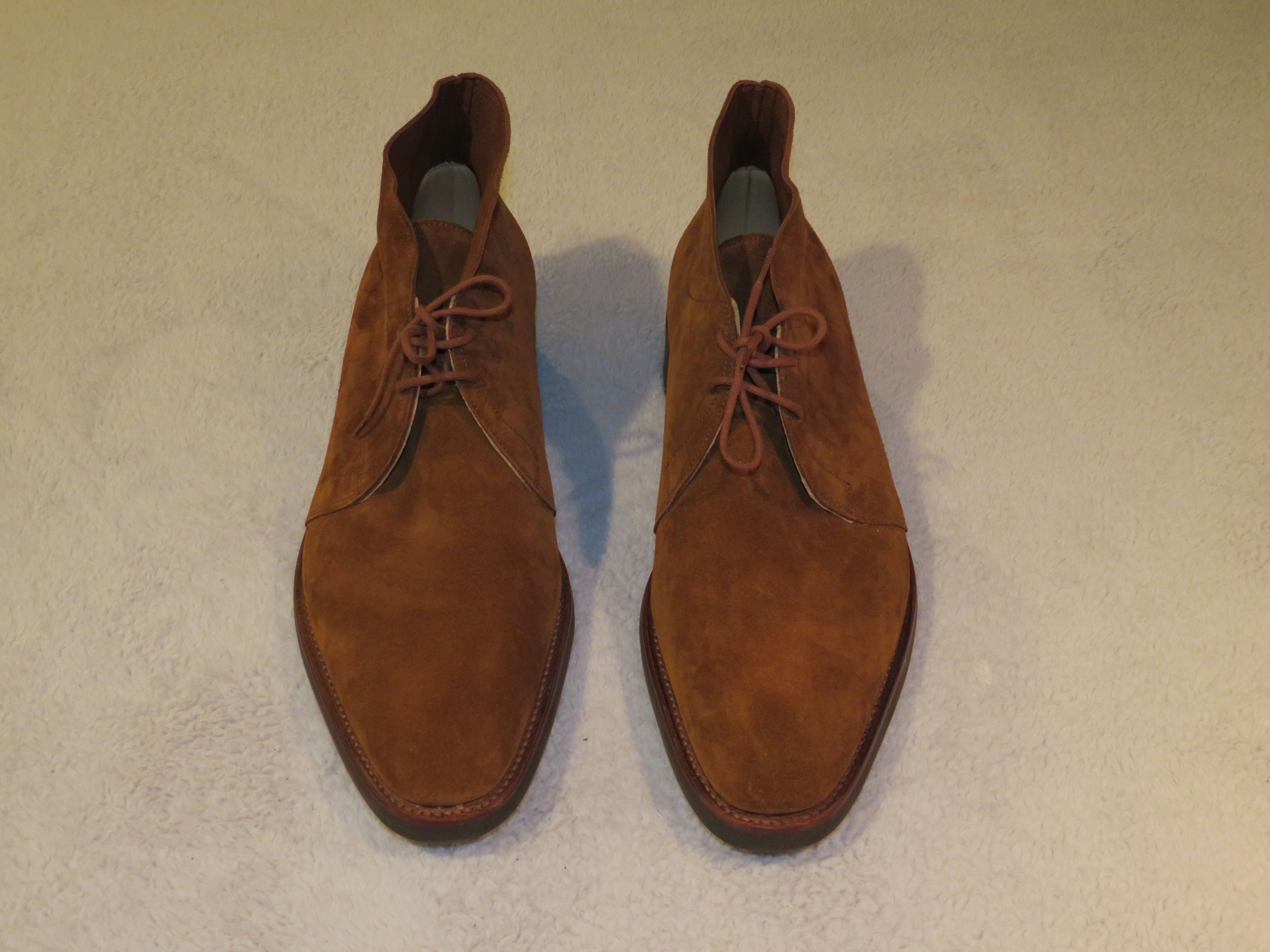 John Lobb Romsey Mens US Size 8 Dark Brown Suede October Sole Chukka Boots Laces JOHN LOBB Paris Bespoke Brown Suede Leather Chukka Boots  main image 3
