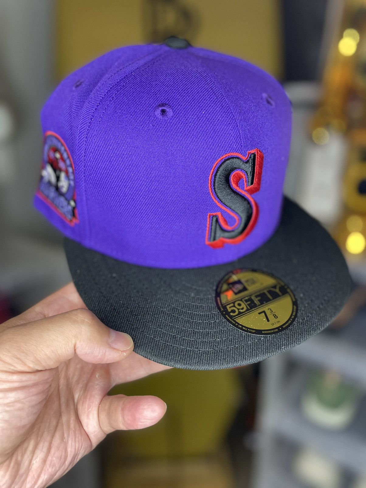 New Era Seattle Mariners T-Dot 30th Anniversary Patch Hat Club Exclusive  59Fifty Fitted Hat Purple/Black Men's - FW22 - US