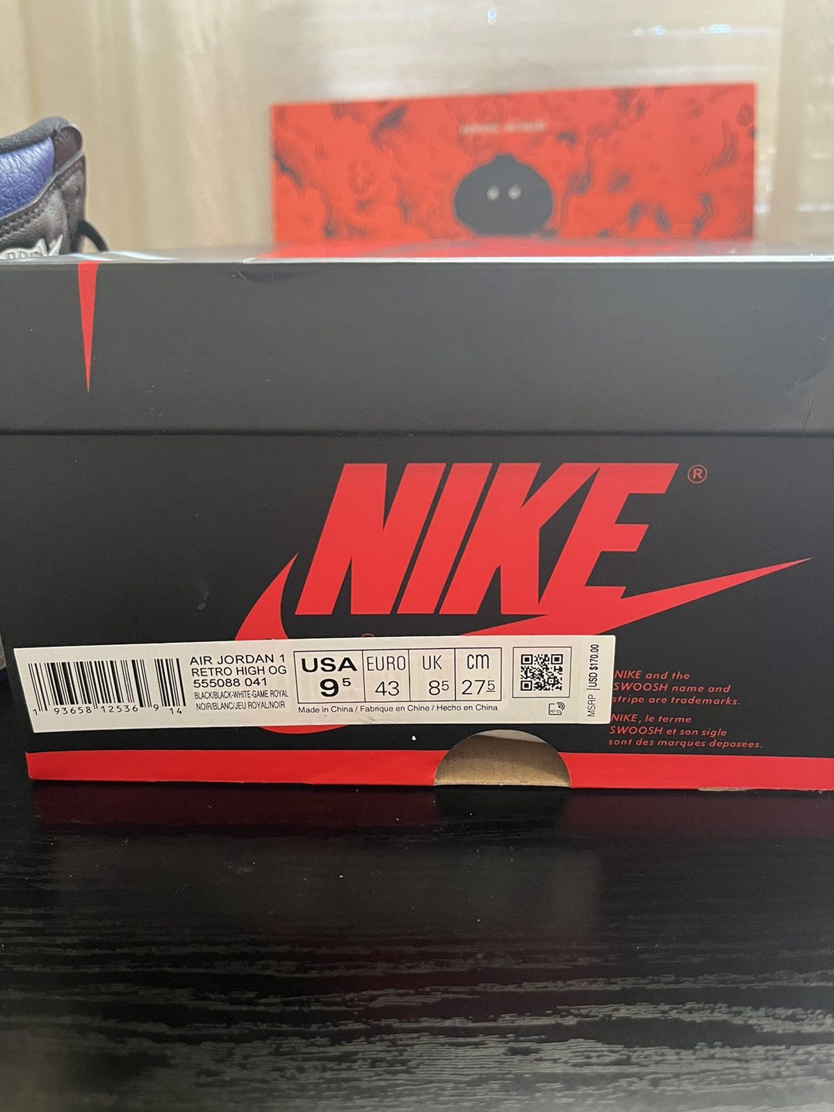 Jordan Brand × Nike Air Jordan 1 Retro High OG Royal Toe Size US 9.5 / EU 42-43 - 10 Thumbnail