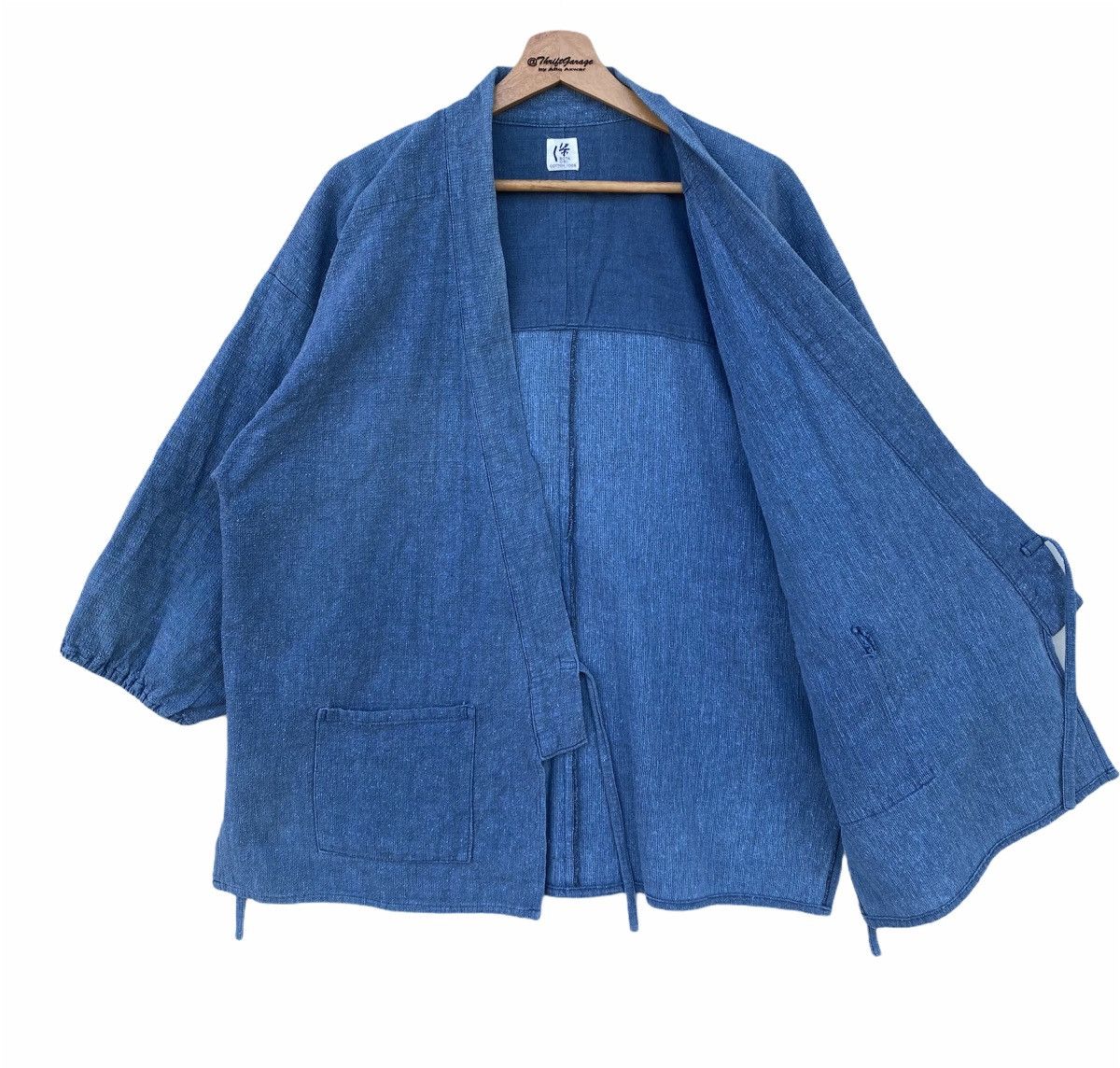 Japanese Brand Vtg Haori Noragi Hanten Bota Ori Indigo Wrap Kimono Jalan Size US L / EU 52-54 / 3 - 5 Thumbnail