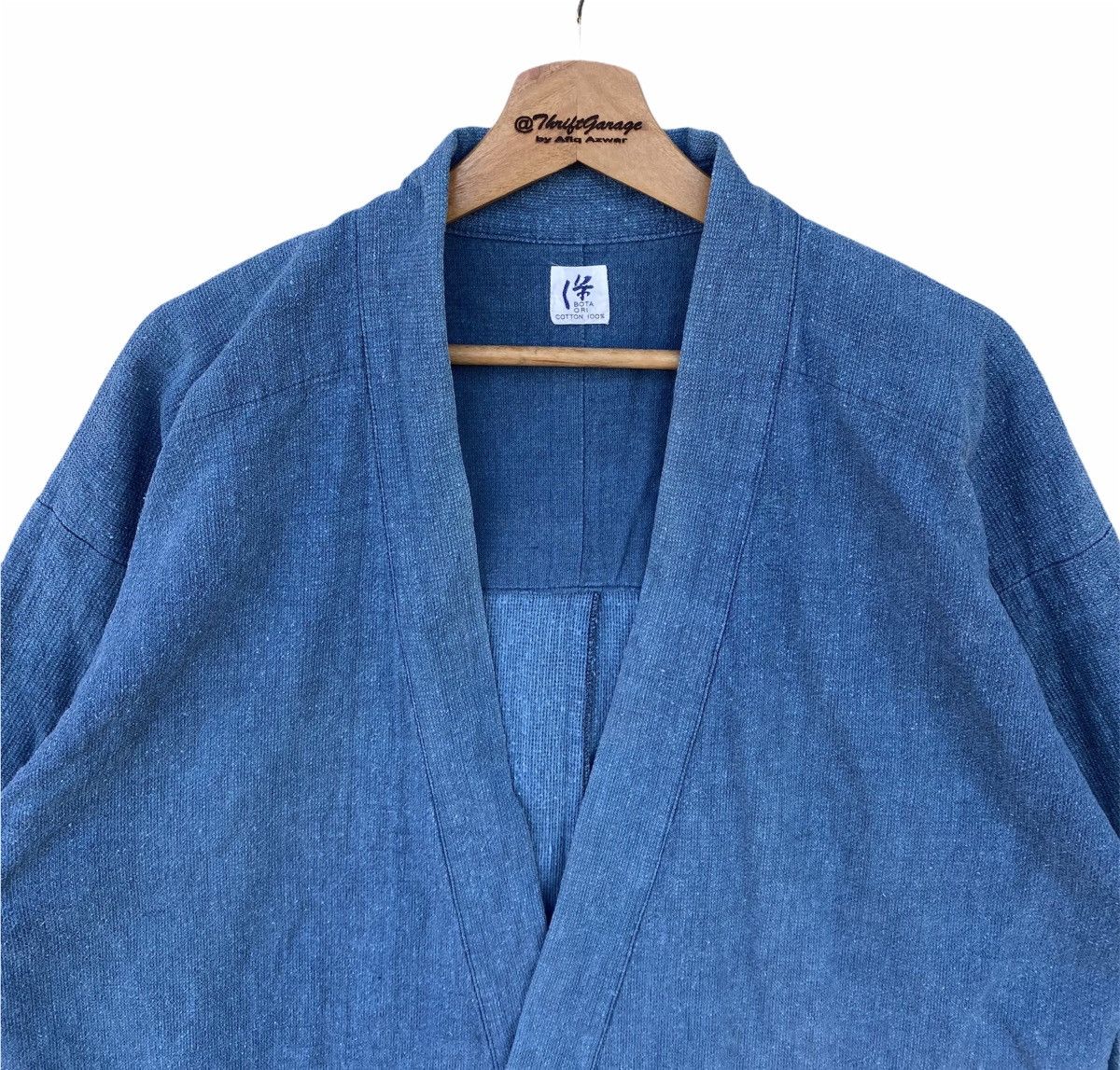 Japanese Brand Vtg Haori Noragi Hanten Bota Ori Indigo Wrap Kimono Jalan Size US L / EU 52-54 / 3 - 2 Thumbnail