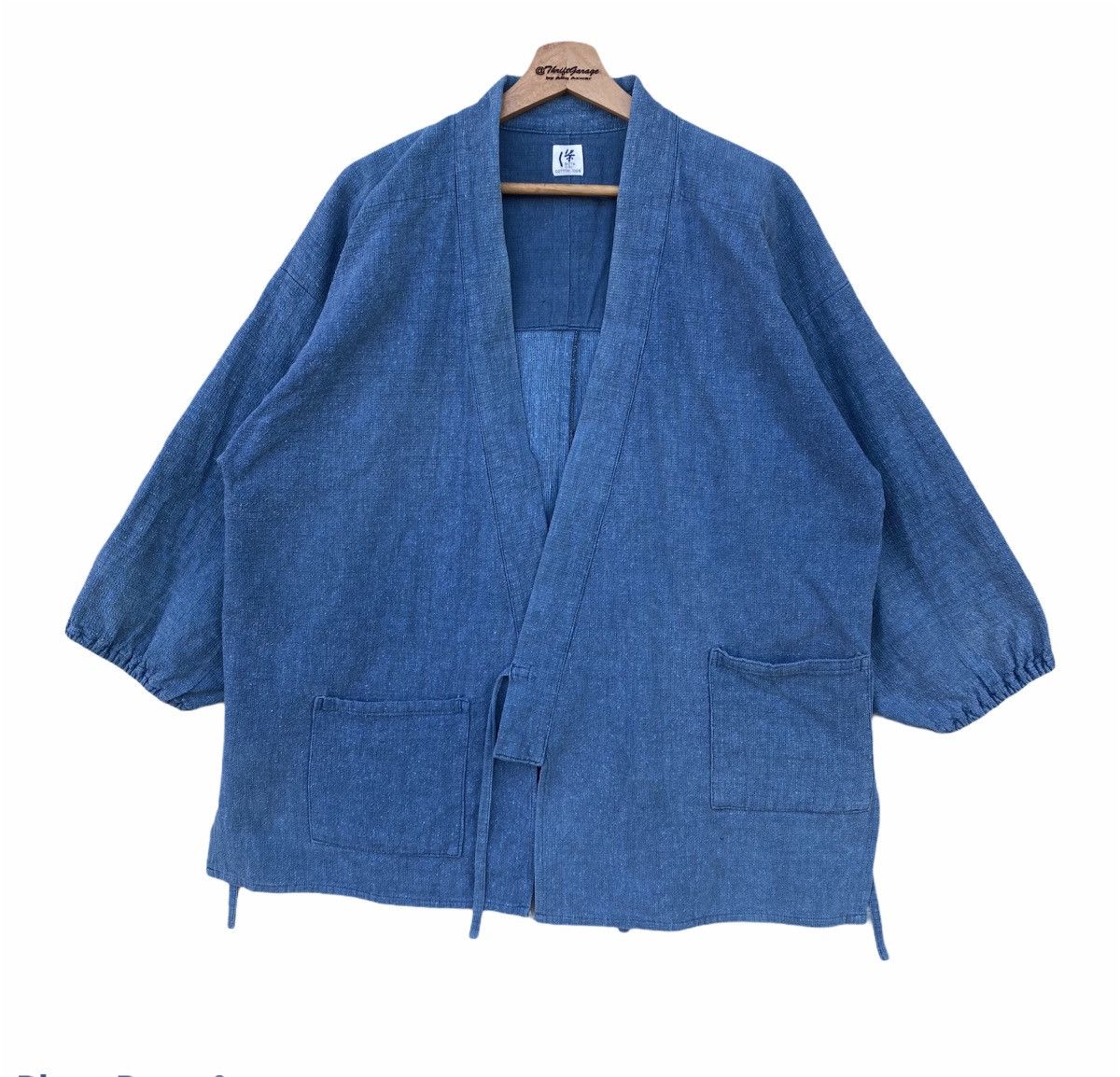 Japanese Brand Vtg Haori Noragi Hanten Bota Ori Indigo Wrap Kimono Jalan Size US L / EU 52-54 / 3 - 1 Thumbnail