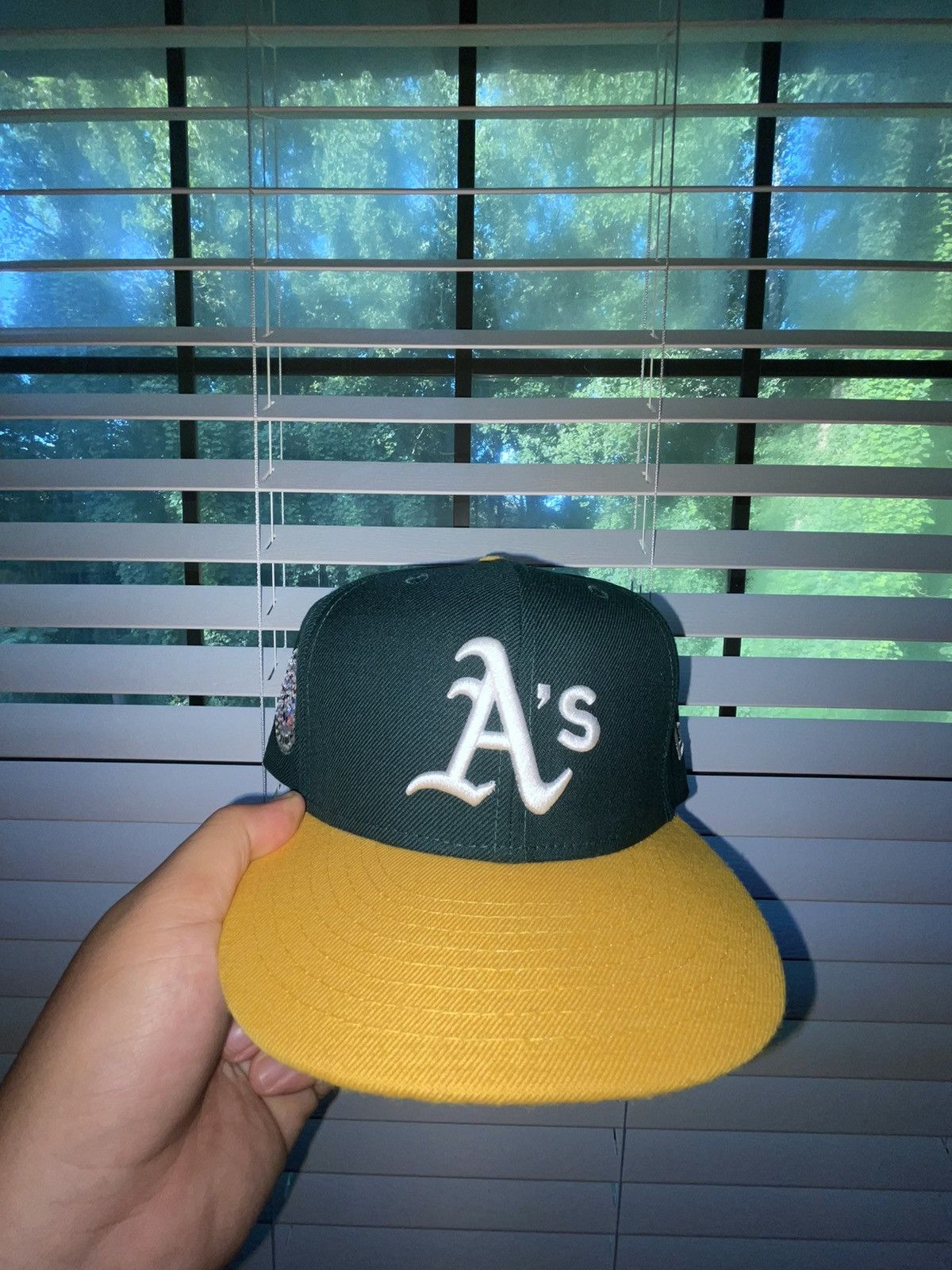 Vintage A’s cap with rhinestones As-is Amazing 1980s Shiny Satin Allover Rhinestone Studded  main image 2