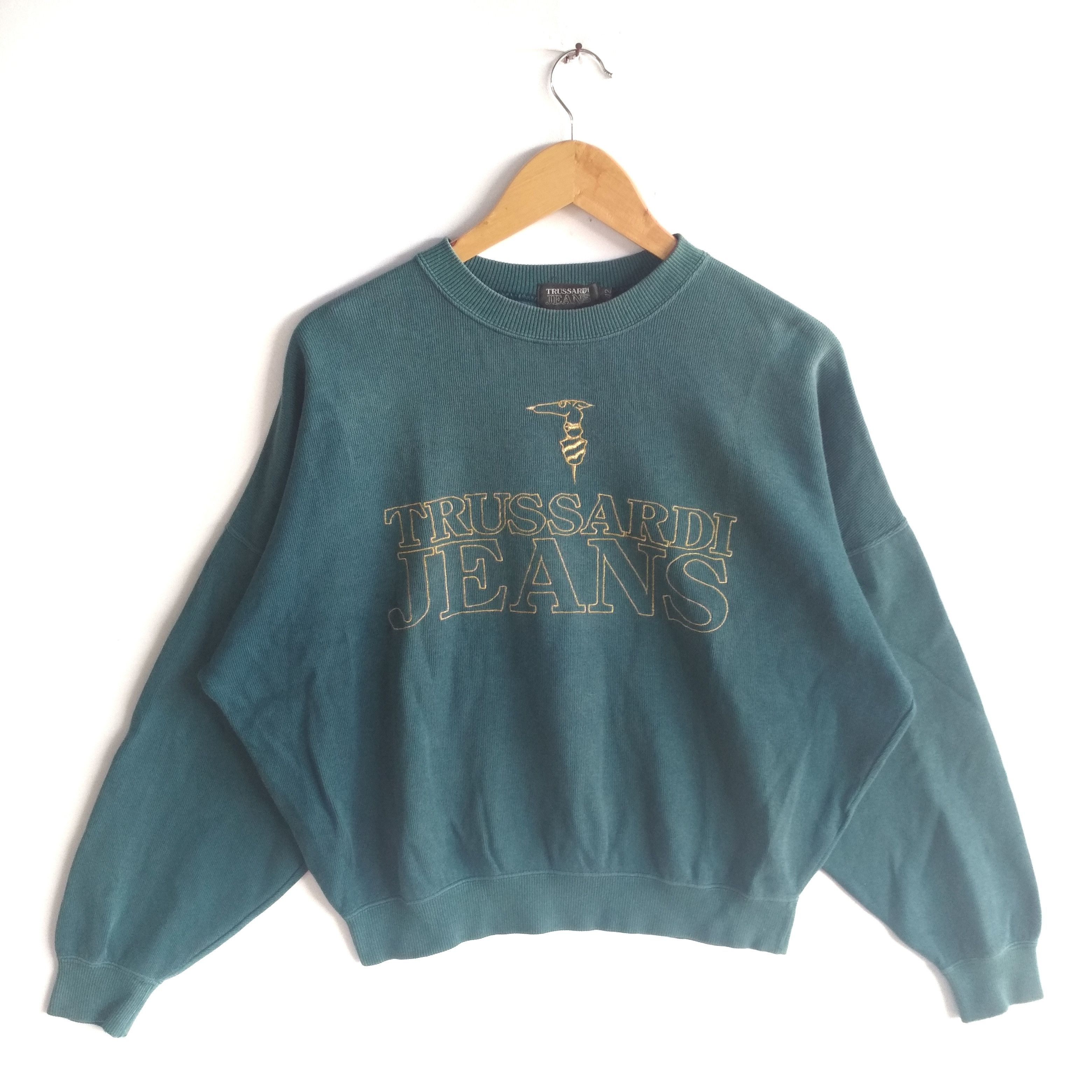 Trussardi TRUSSARDI JEANS EMBROIDERED SPELL OUT LOGO ITALY SWEATSHIRT Size US XL / EU 56 / 4 - 1 Thumbnail