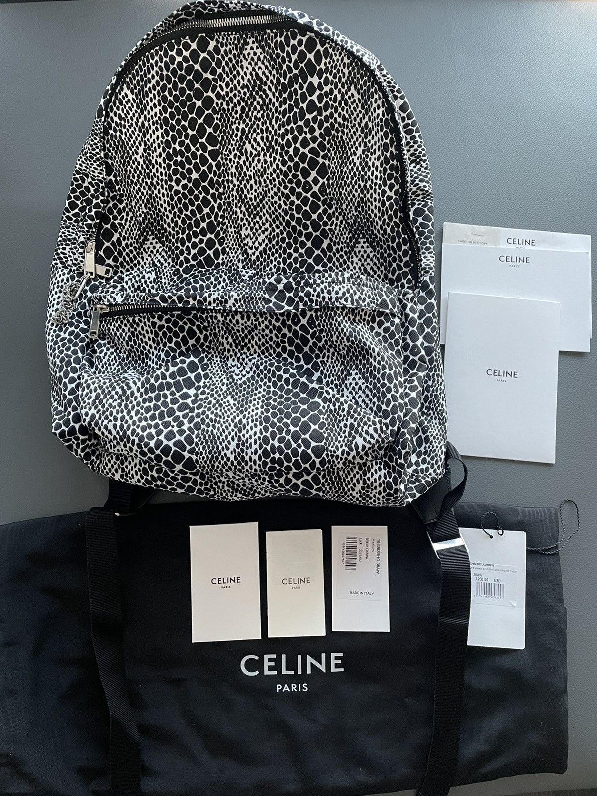 Celine × Hedi Slimane Rare $1,500 Brand NEW Super Runway Python Print Backpack Bag Size ONE SIZE - 16 Thumbnail