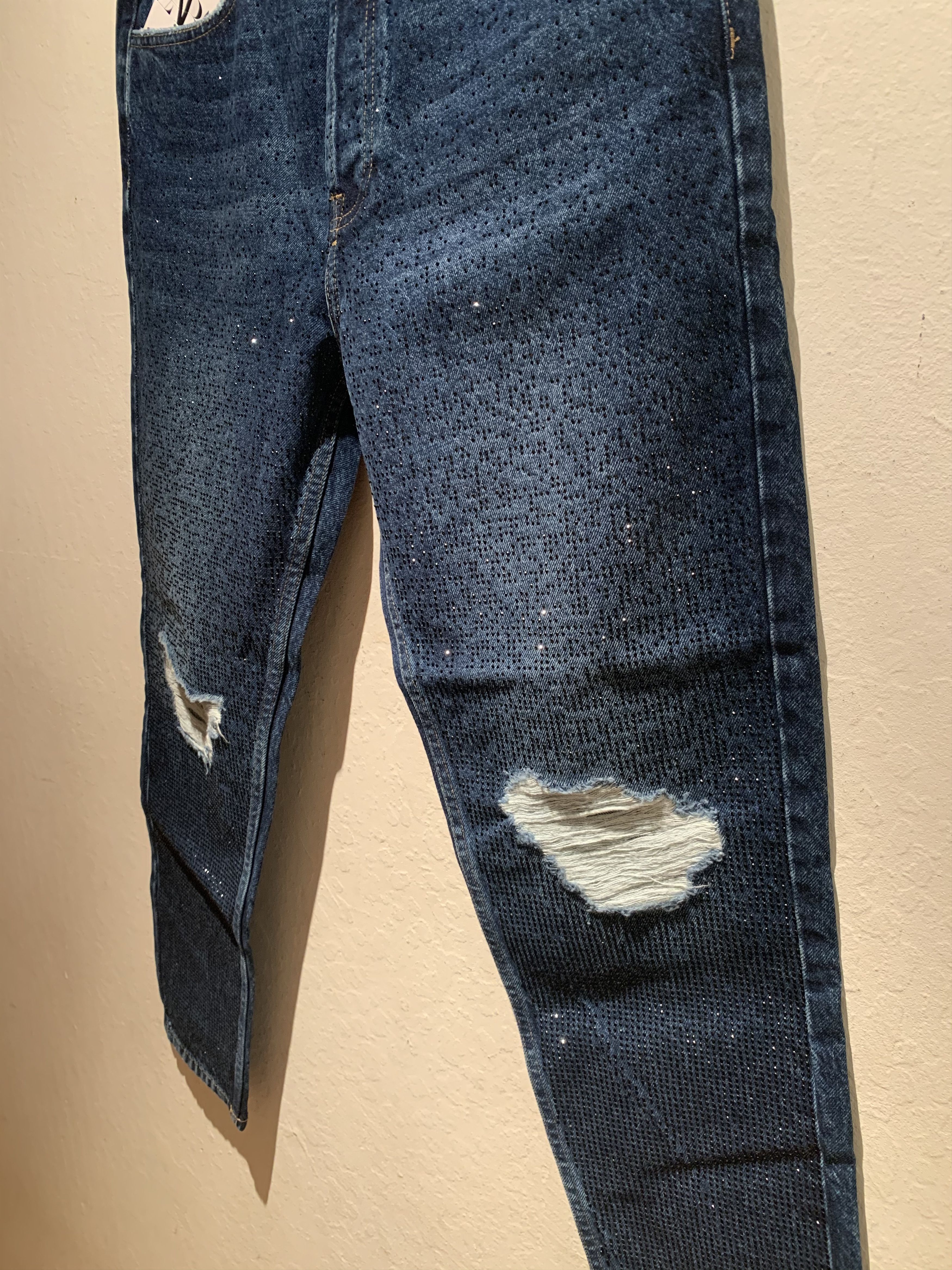 Zara *RARE* New Zara Premium Rhinestoned Turkish Made Denim Jeans Size US 32 / EU 48 - 2 Thumbnail