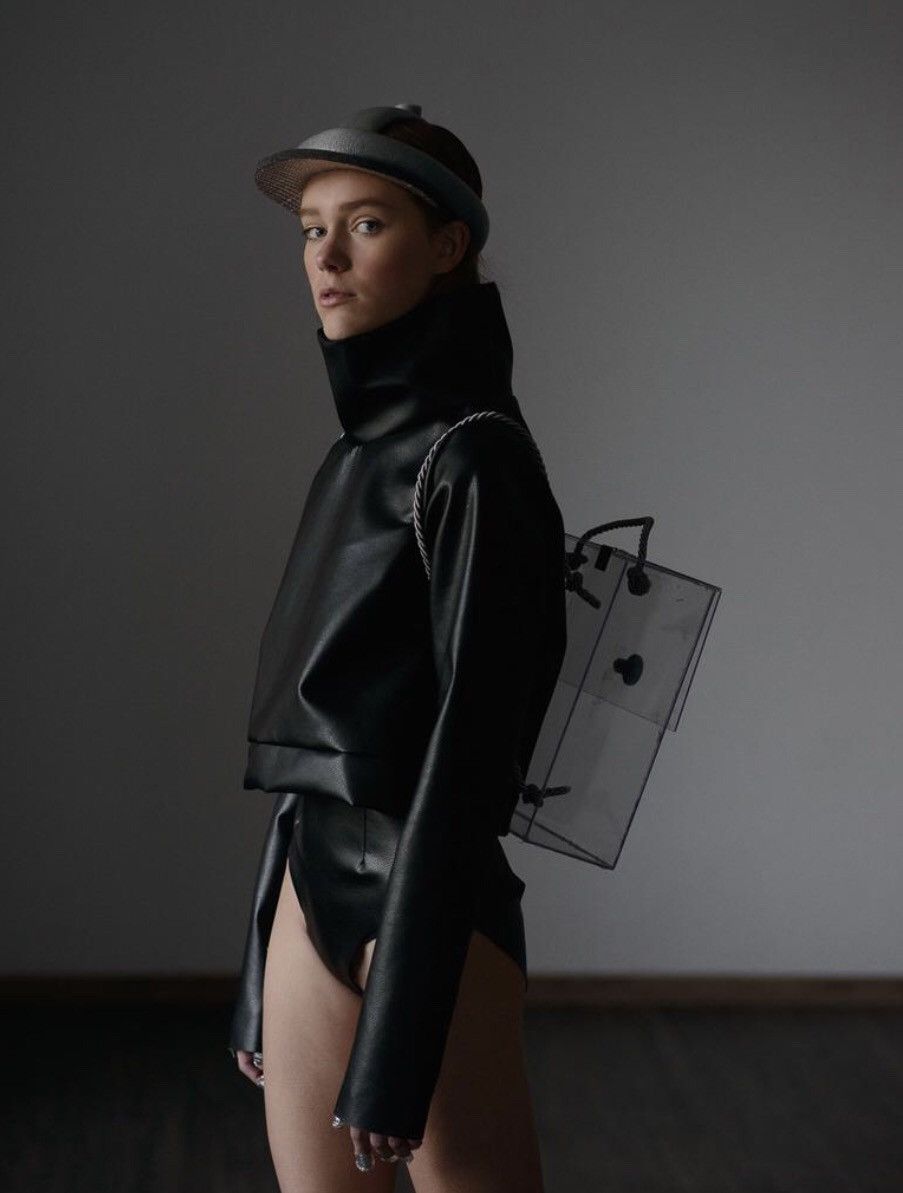 Designer × Japanese Brand Faux leather Black Sweatshirt by Inga Skripka Size L / US 10 / IT 46 - 3 Thumbnail