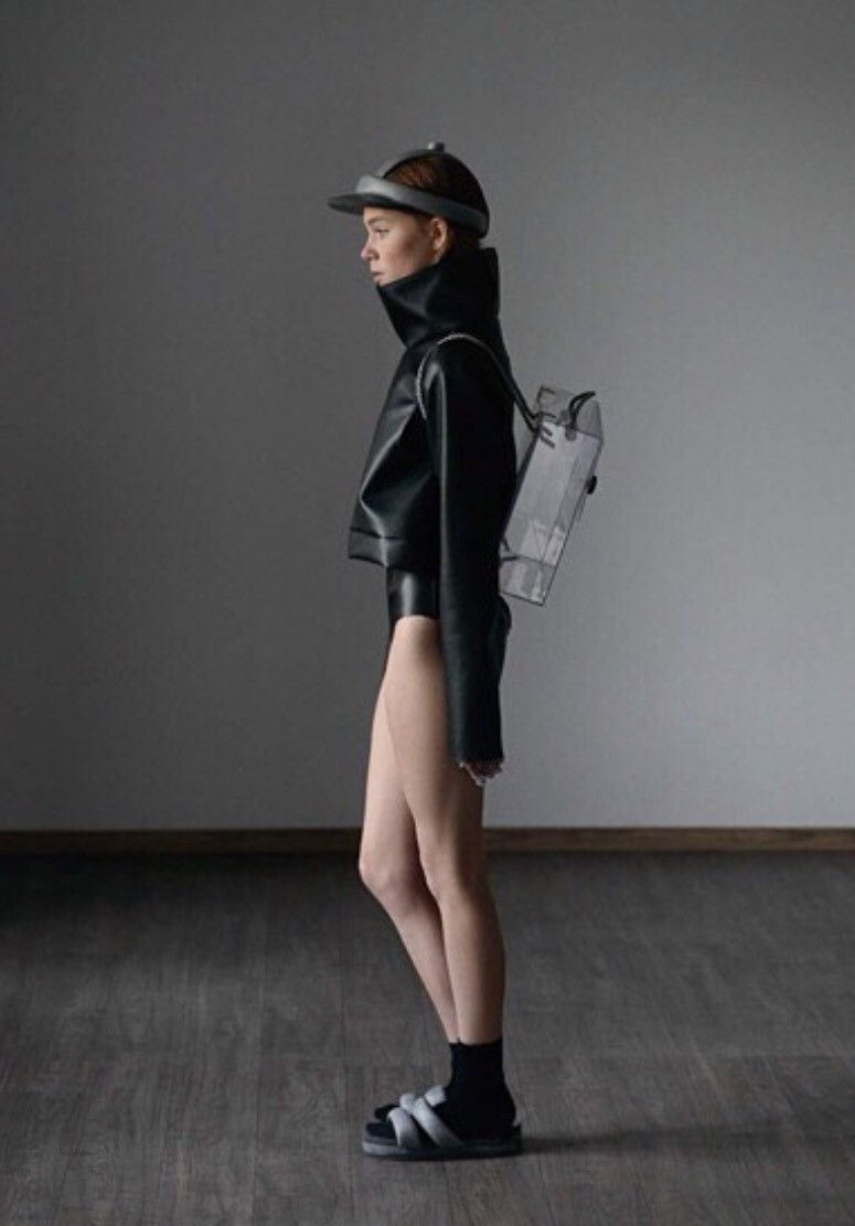 Designer × Japanese Brand Faux leather Black Sweatshirt by Inga Skripka Size L / US 10 / IT 46 - 2 Thumbnail