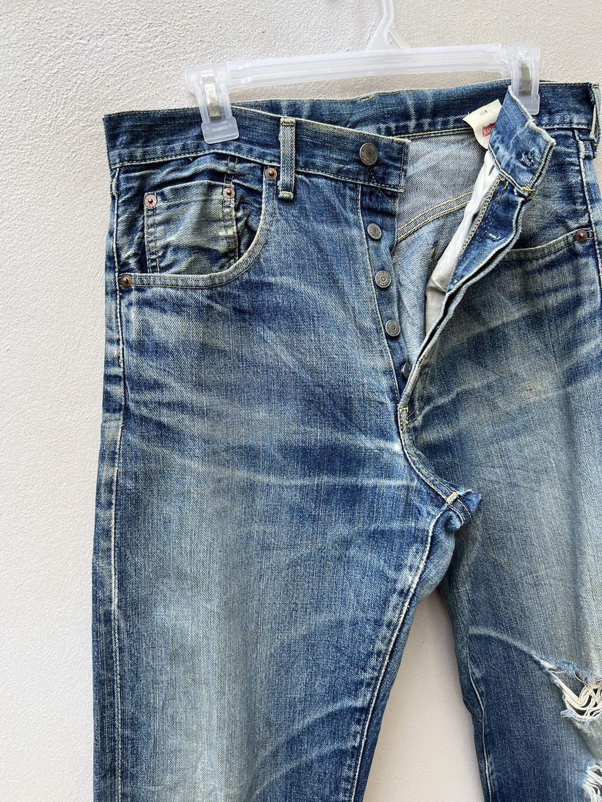 Levi's Vintage Clothing Vintage 2003 LVC Levi’s 503B XX Rips Denim Trashed Jeans Size US 32 / EU 48 - 8 Thumbnail