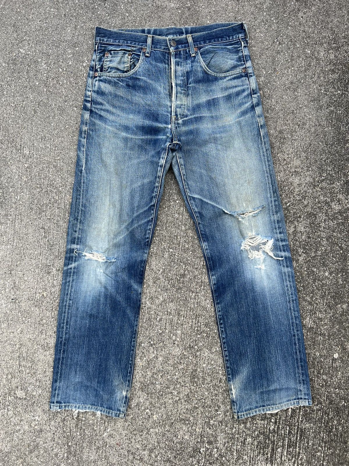 Levi's Vintage Clothing Vintage 2003 LVC Levi’s 503B XX Rips Denim Trashed Jeans Size US 32 / EU 48 - 1 Thumbnail