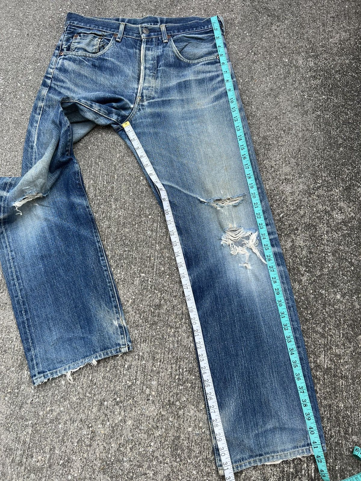 Levi's Vintage Clothing Vintage 2003 LVC Levi’s 503B XX Rips Denim Trashed Jeans Size US 32 / EU 48 - 4 Thumbnail
