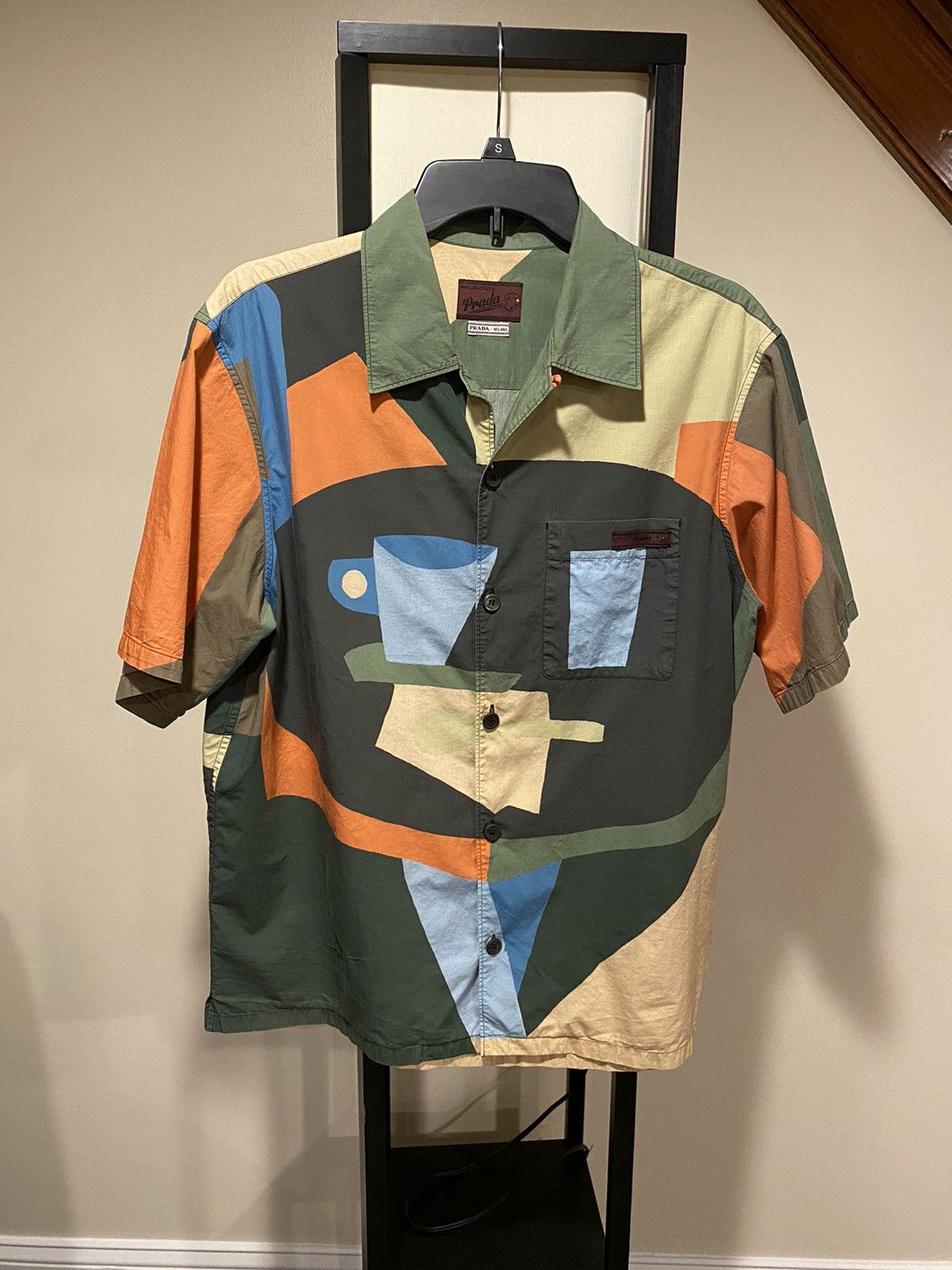 Prada Coffe Table Print Button Shirt Runway ‘17