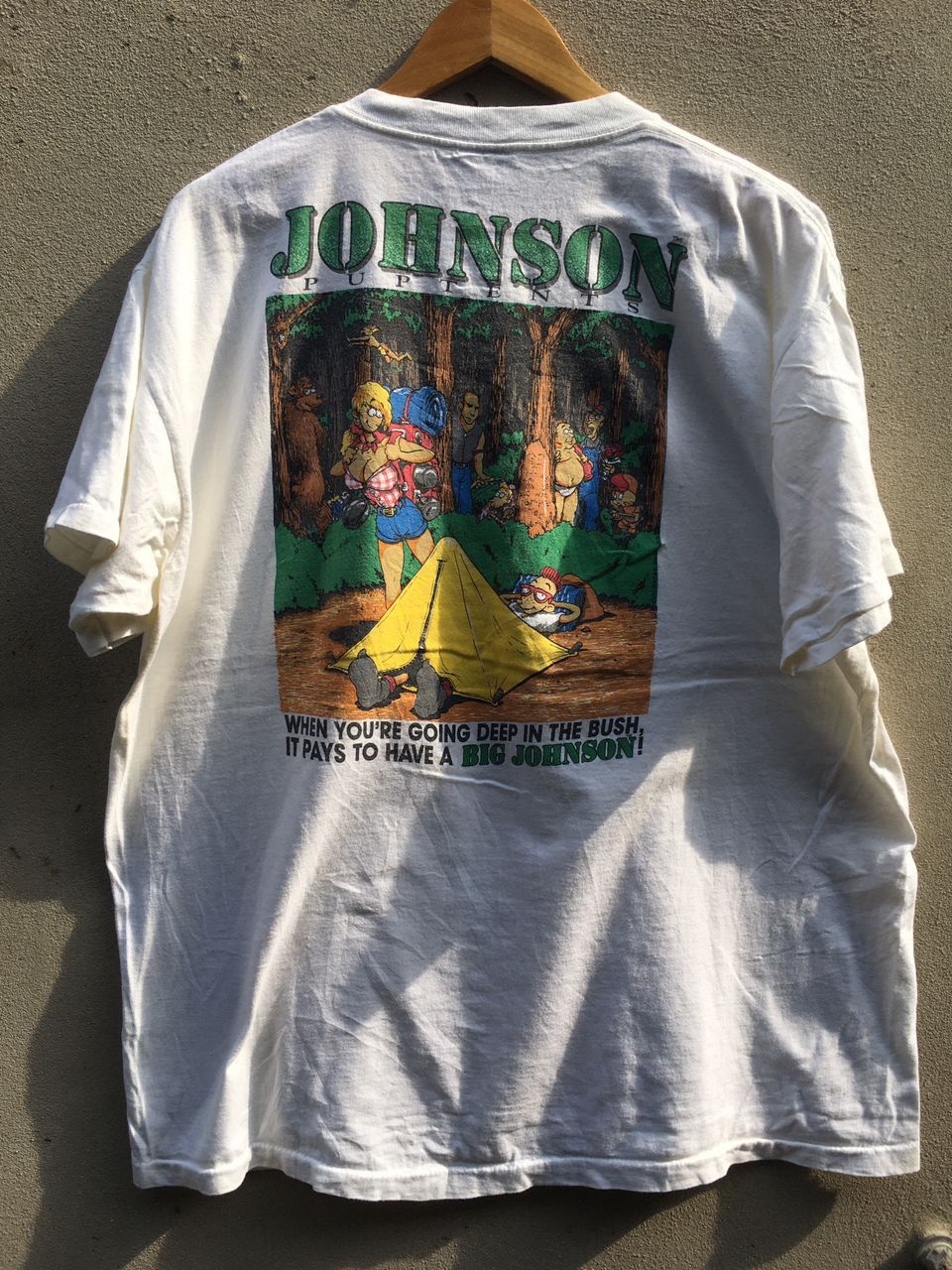 Vintage Vintage 90’s Big Johnson Puptents White T shirt Size US XL / EU 56 / 4 - 2 Thumbnail