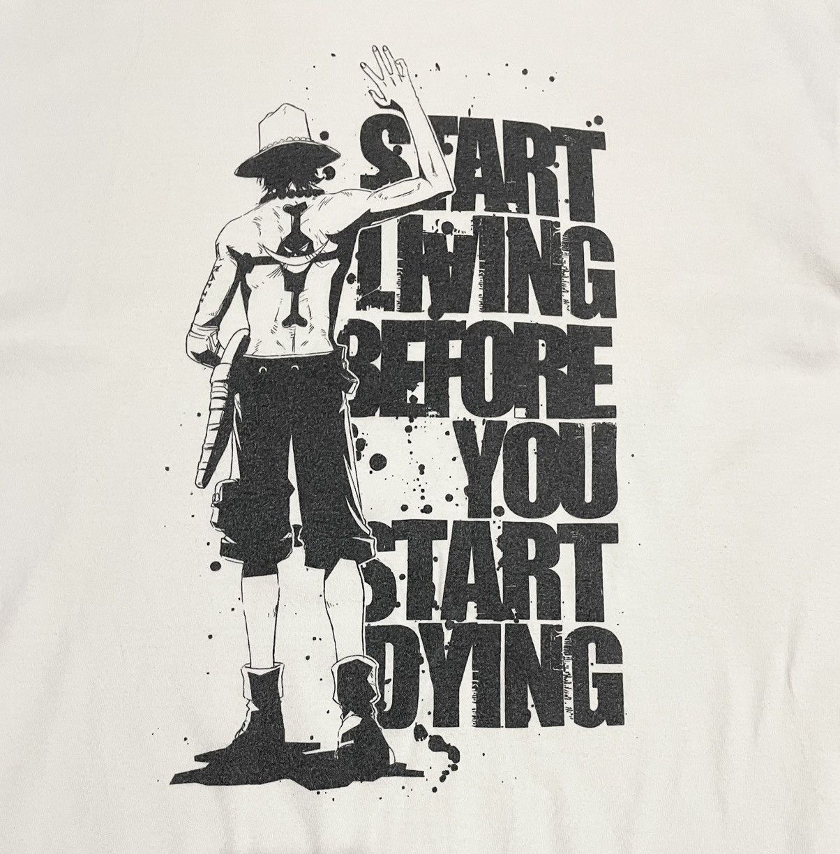 Anime Ace One Piece Cospa Start Living Begore You Start Dying Tee Size US L / EU 52-54 / 3 - 5 Thumbnail