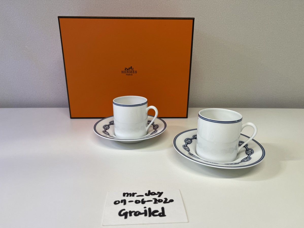 HERMES Paris CHAINE D'ANCRE PLATIN Becher Tasse 4134