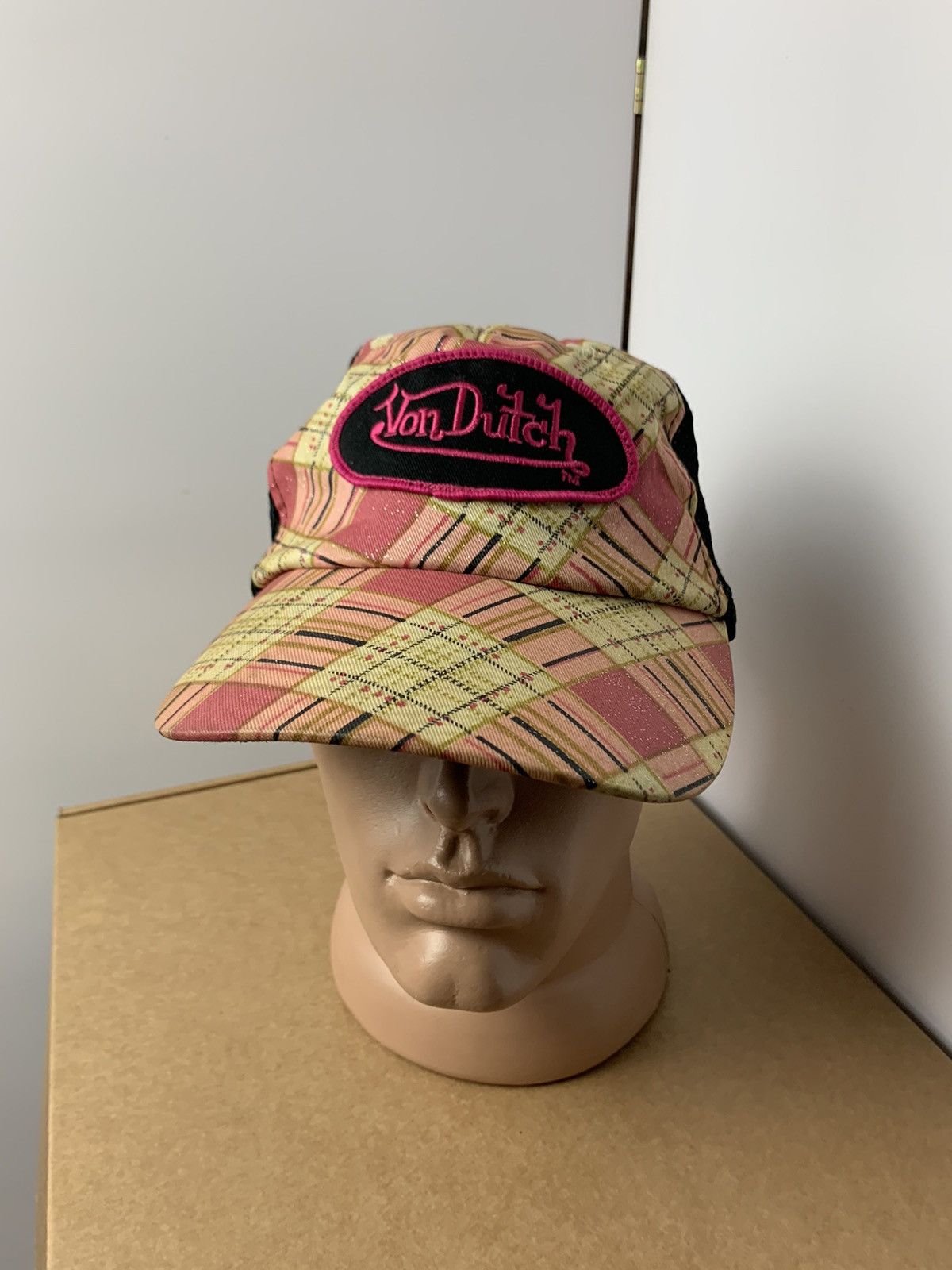 Vintage Von Dutch Hat- Maroon Plaid VONDUTCH Americana Trucker Hat VDHH0038-613 - Shiekh main image 4