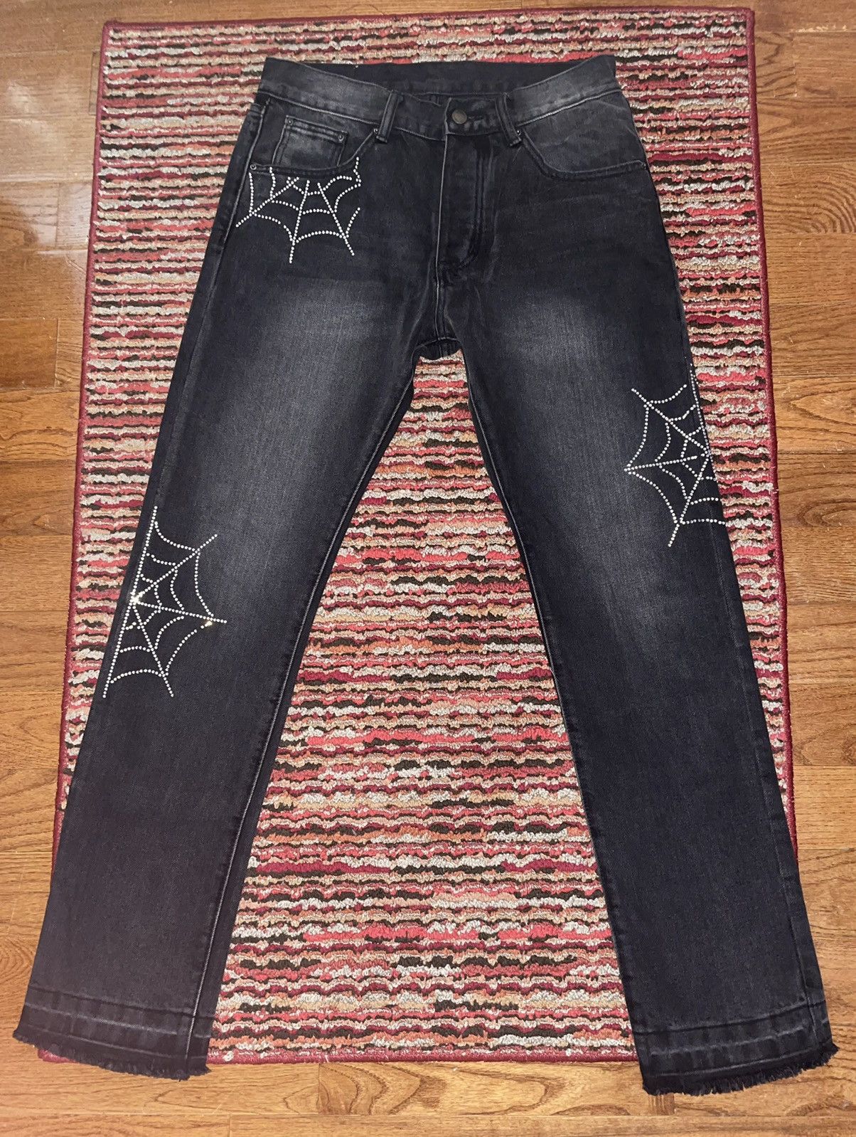 mnml-mnml-spider-web-rhinestone-demin-jeans-grailed
