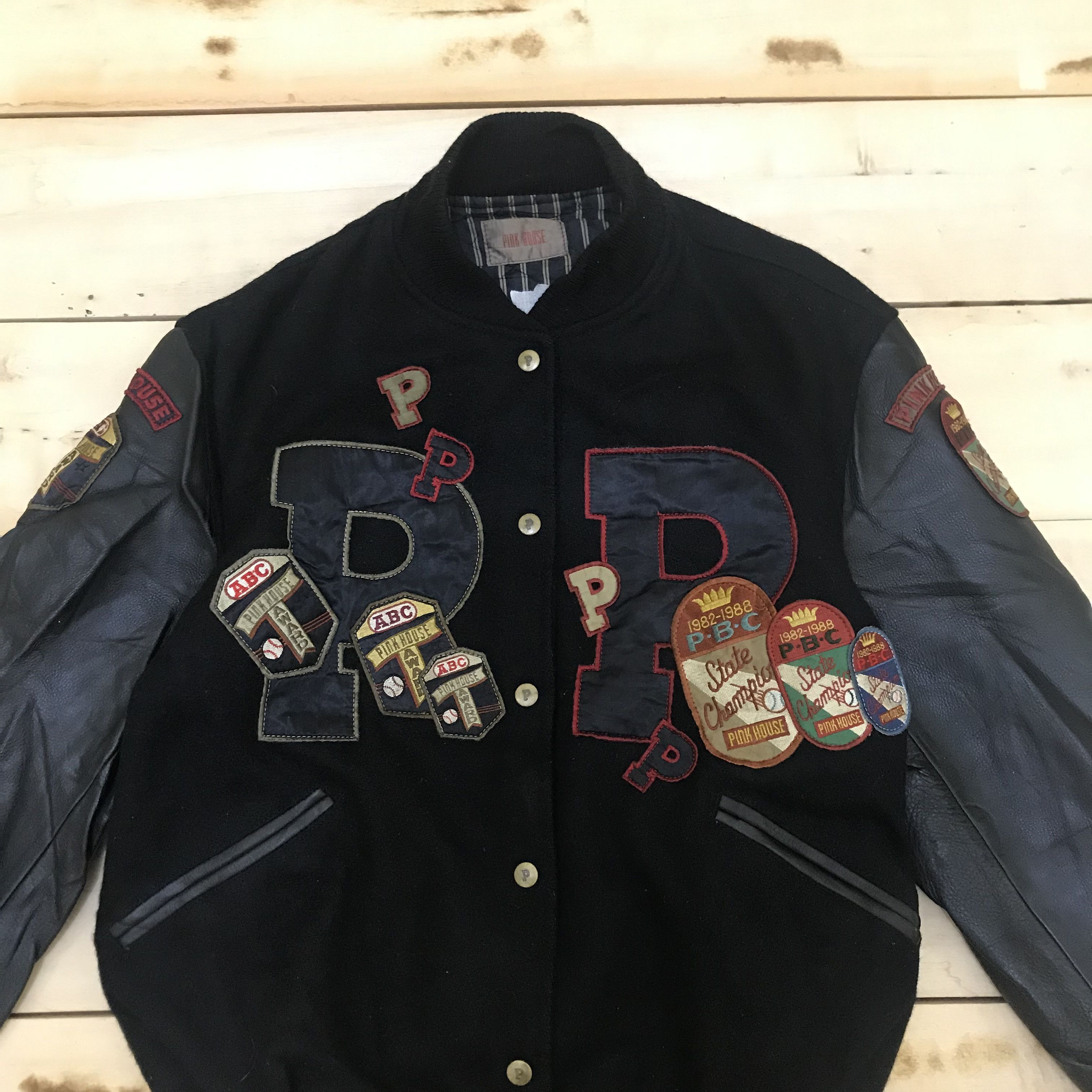 Japanese Brand × Pink House Z125 PINK HOUSE LEAVE ME ALONE VARSITY JACKET Size US M / EU 48-50 / 2 - 3 Thumbnail