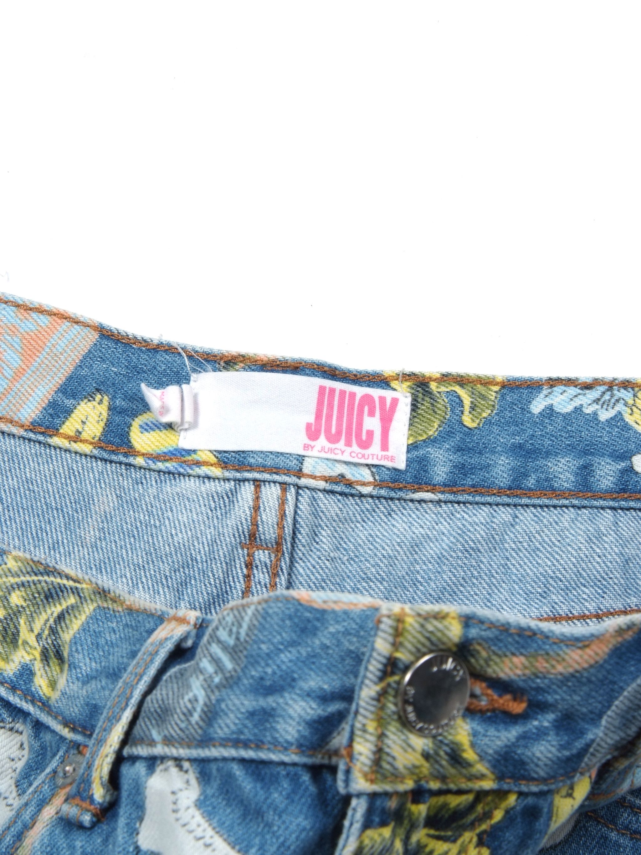 Juicy Couture × Vintage Vintage Juicy Couture Printed Denim Shorts Sz31 Size 31" - 3 Thumbnail
