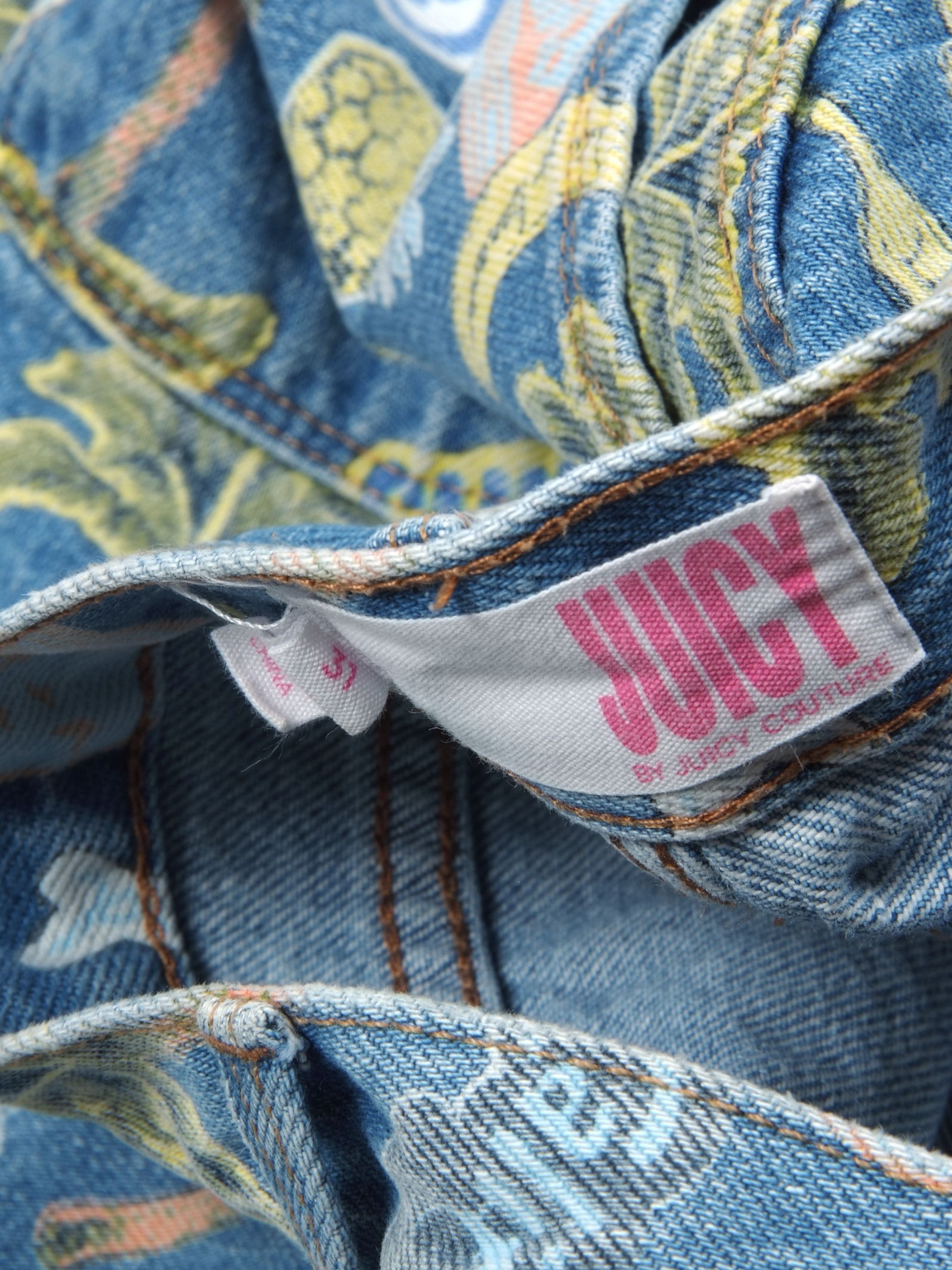 Juicy Couture × Vintage Vintage Juicy Couture Printed Denim Shorts Sz31 Size 31" - 4 Thumbnail