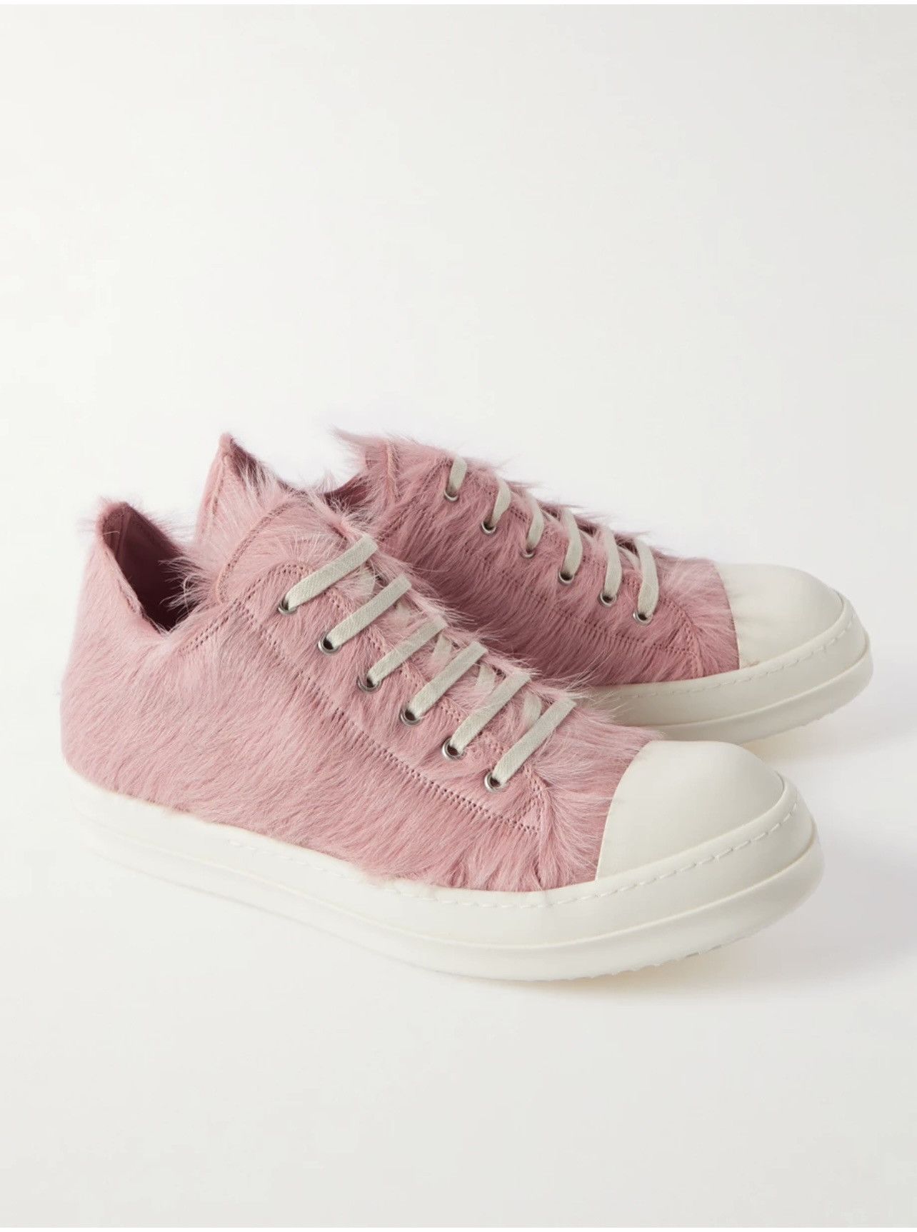 Rick Owens Rick Owens Pink Pony calf Hair ramones low top sneakers