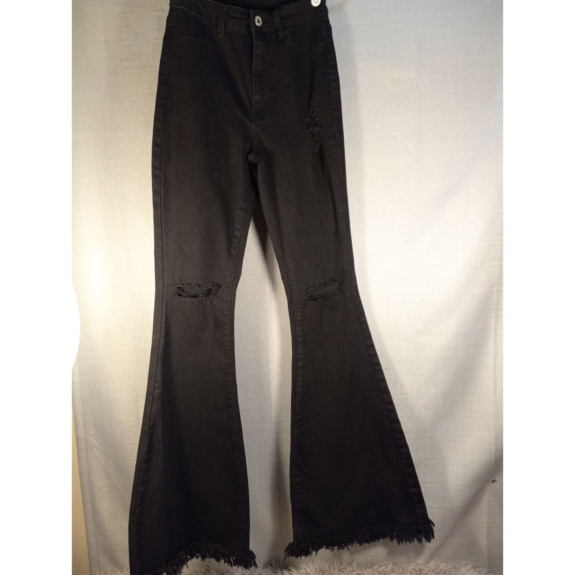 Christian Kimber K.I.M Kimberly woman's S black flare frayer belle buttom jea Size 32" / US 10 / IT 46 - 1 Preview