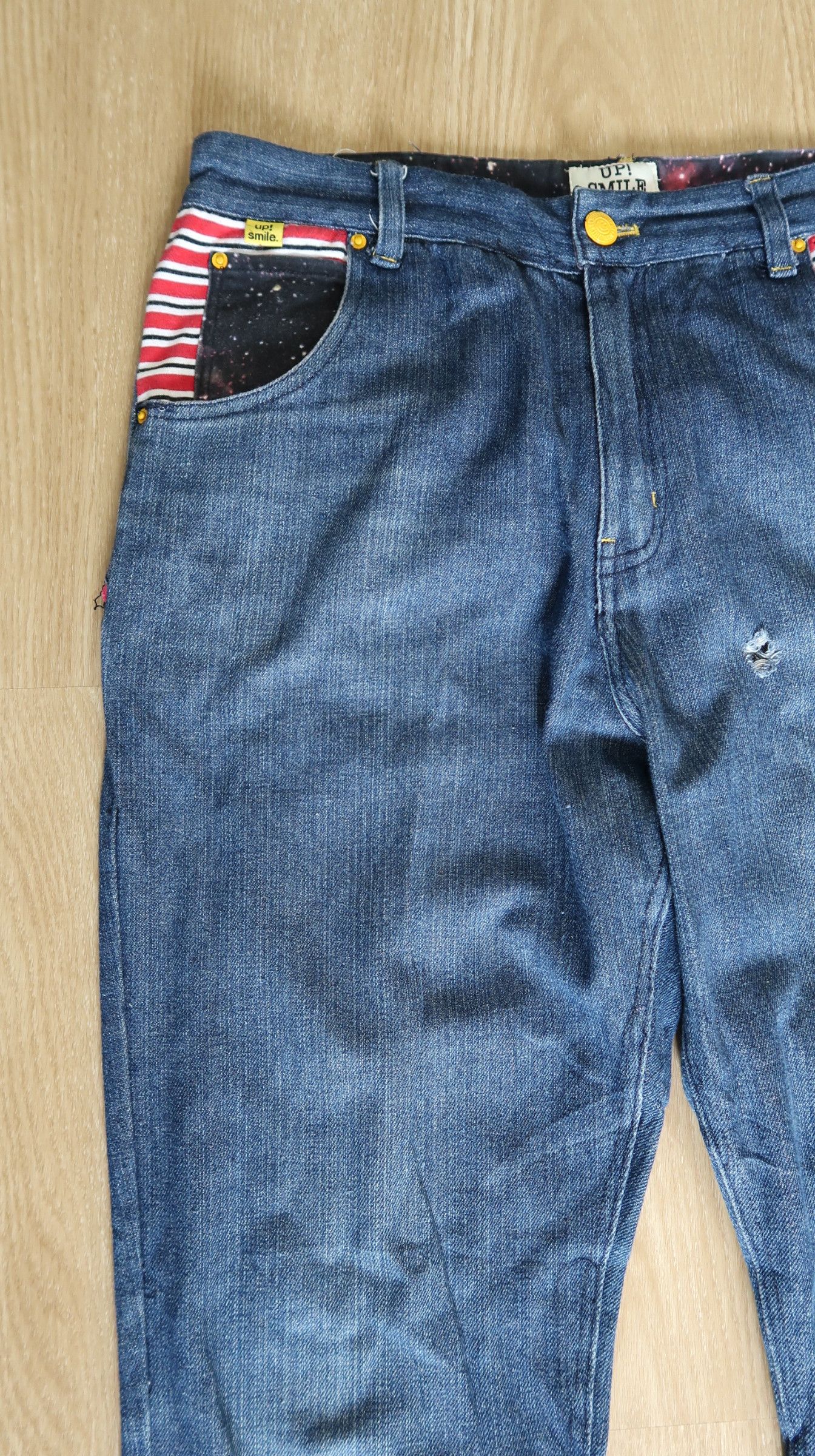 Japanese Brand FIRE!!💥 UP!SMILE Space Planet Dope! Denim Pants Size US 32 / EU 48 - 6 Thumbnail
