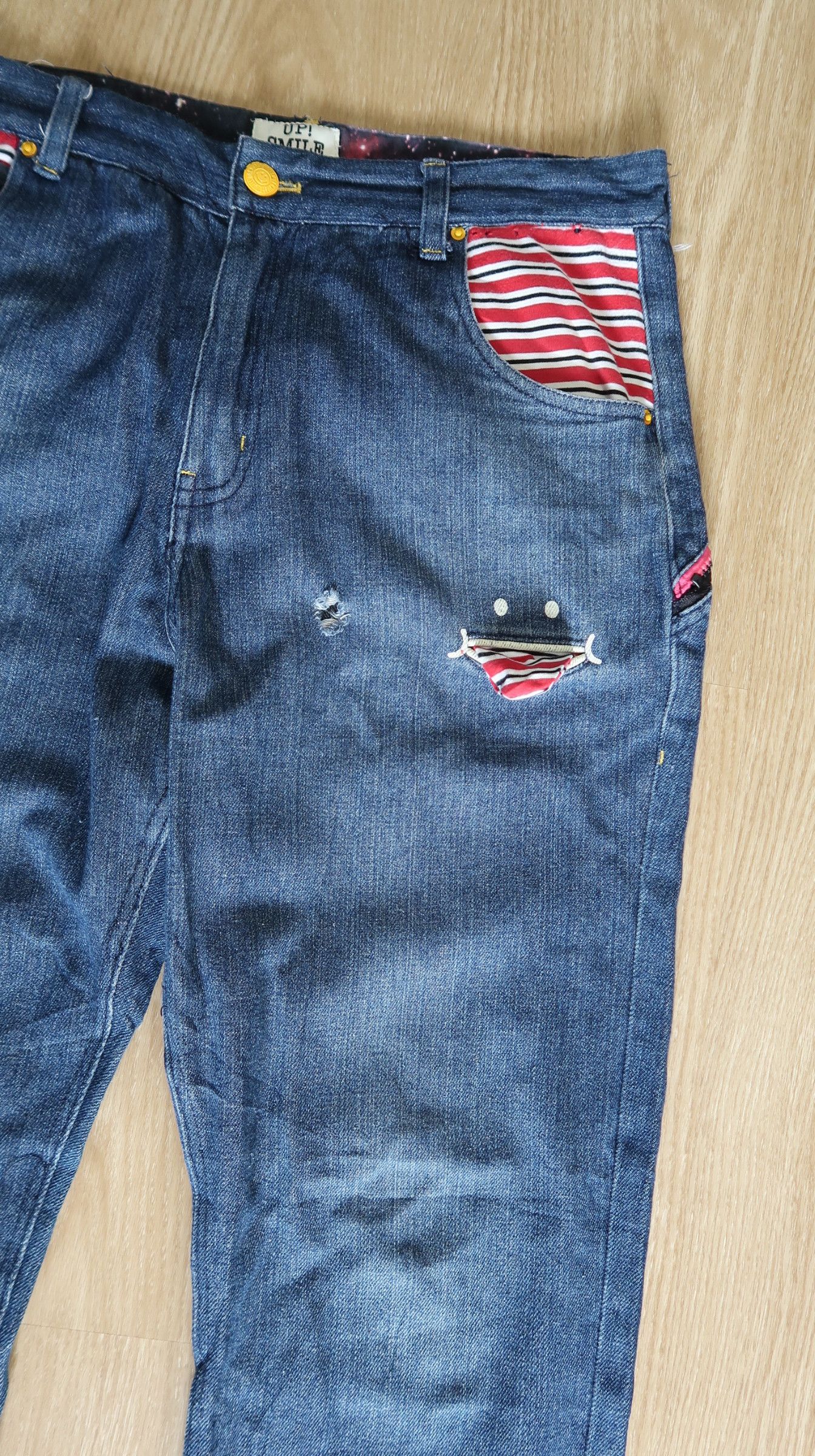 Japanese Brand FIRE!!💥 UP!SMILE Space Planet Dope! Denim Pants Size US 32 / EU 48 - 4 Thumbnail