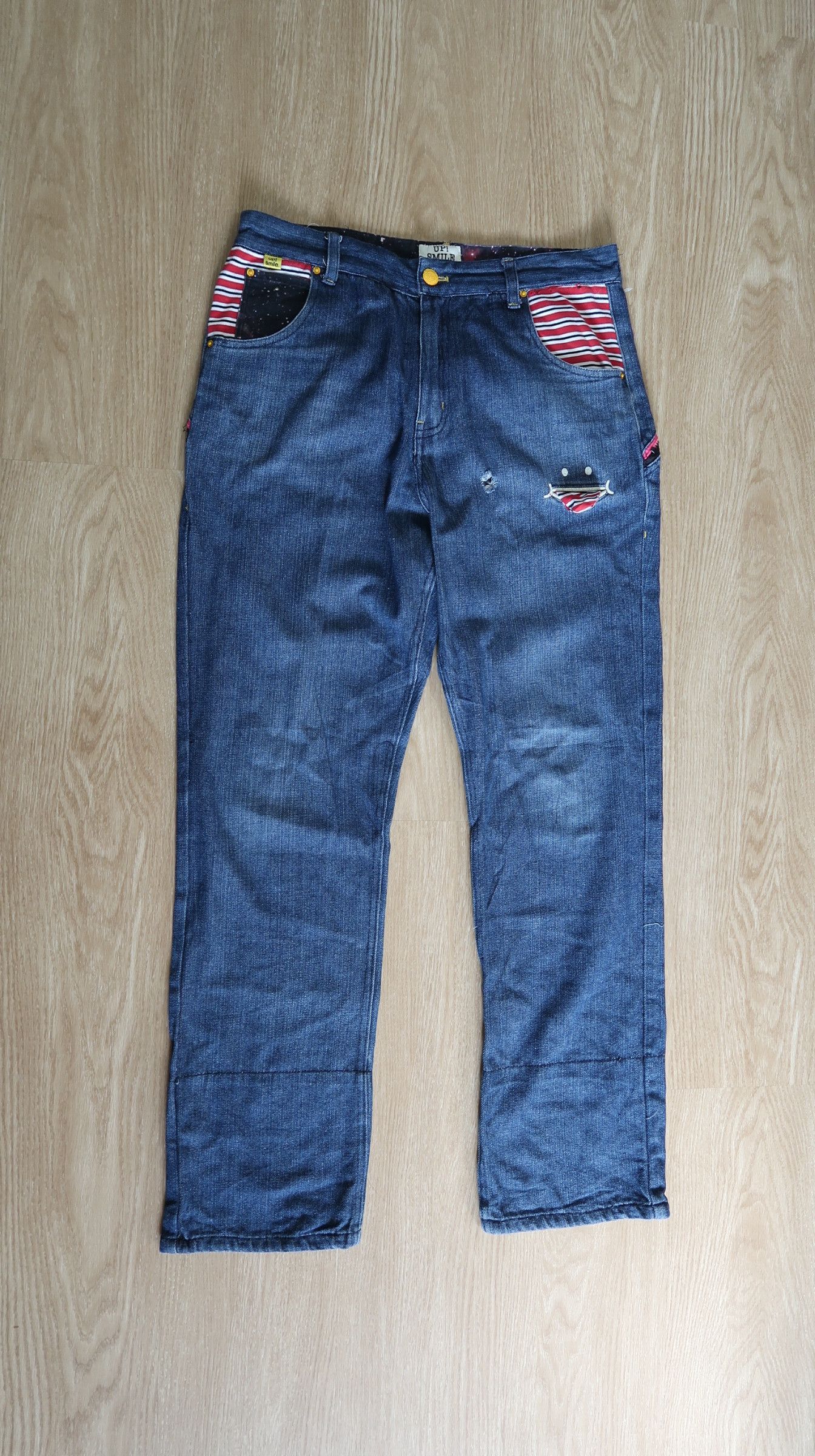 Japanese Brand FIRE!!💥 UP!SMILE Space Planet Dope! Denim Pants Size US 32 / EU 48 - 2 Thumbnail