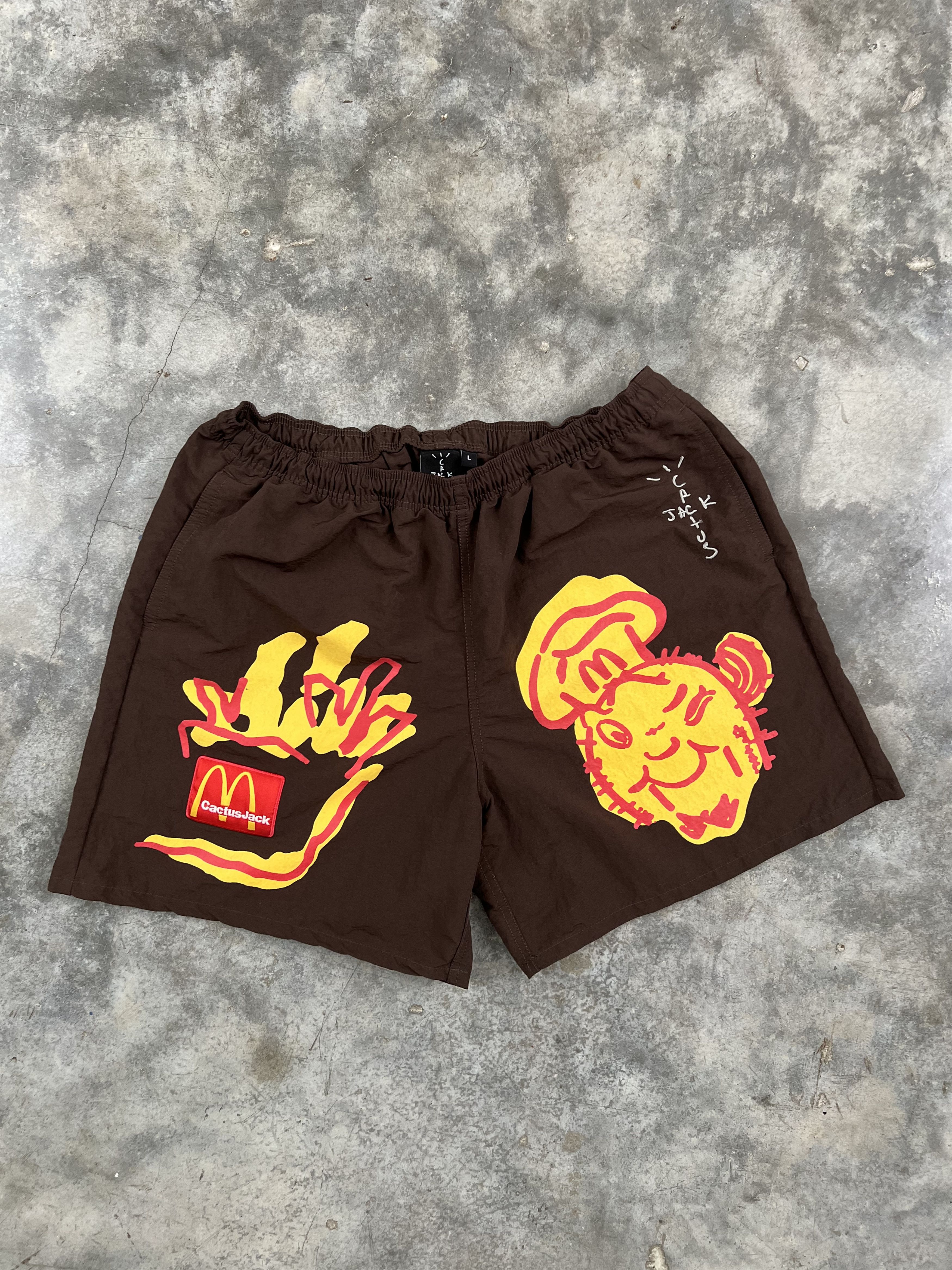 image of Travis Scott X Mcdonalds Illustration Shorts Mocha / Coffee in Brown, Men's (Size 34)