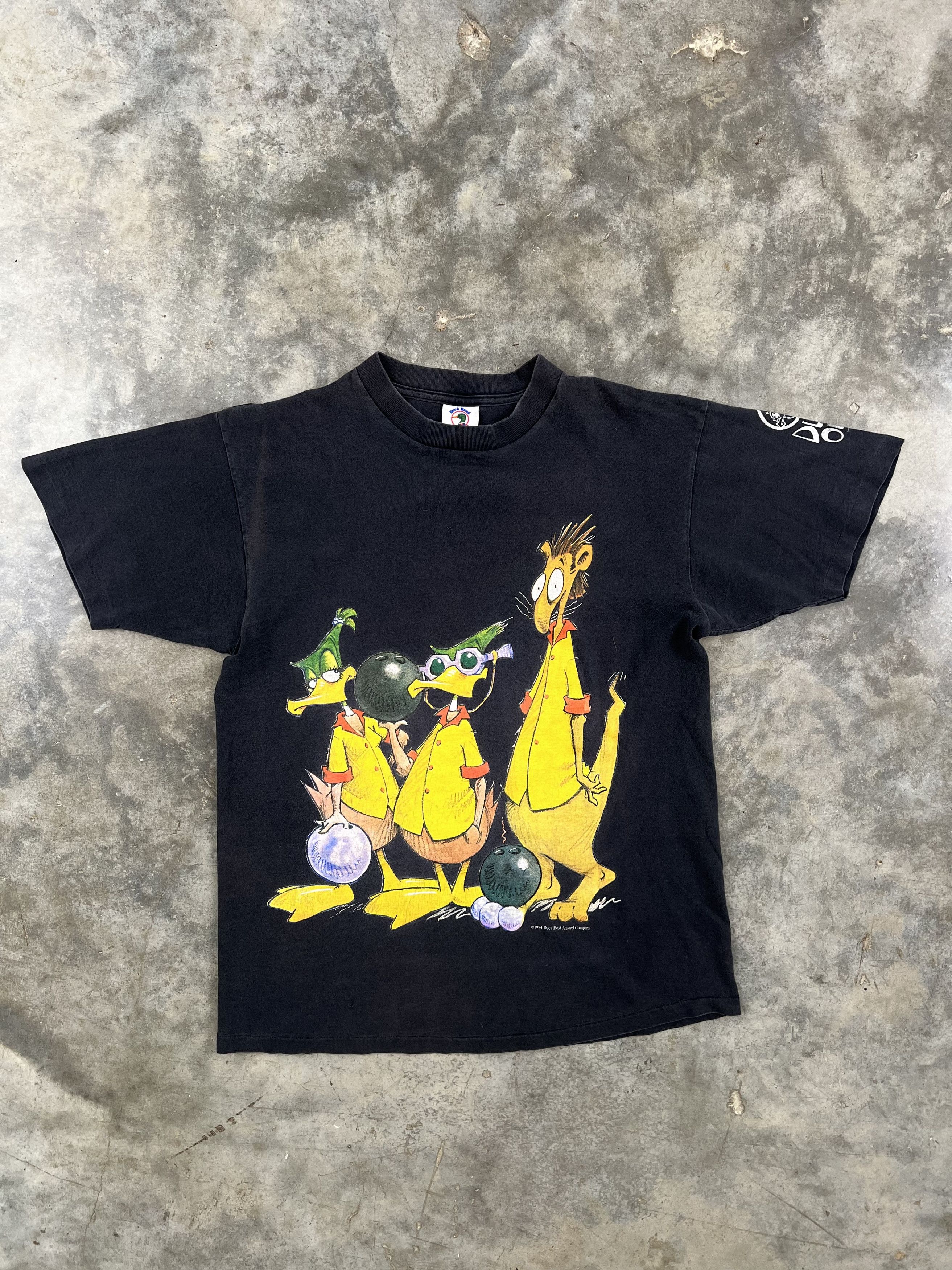 Image of Vintage 90's Black Duck Out Bowling Tee Large 80S, Men's