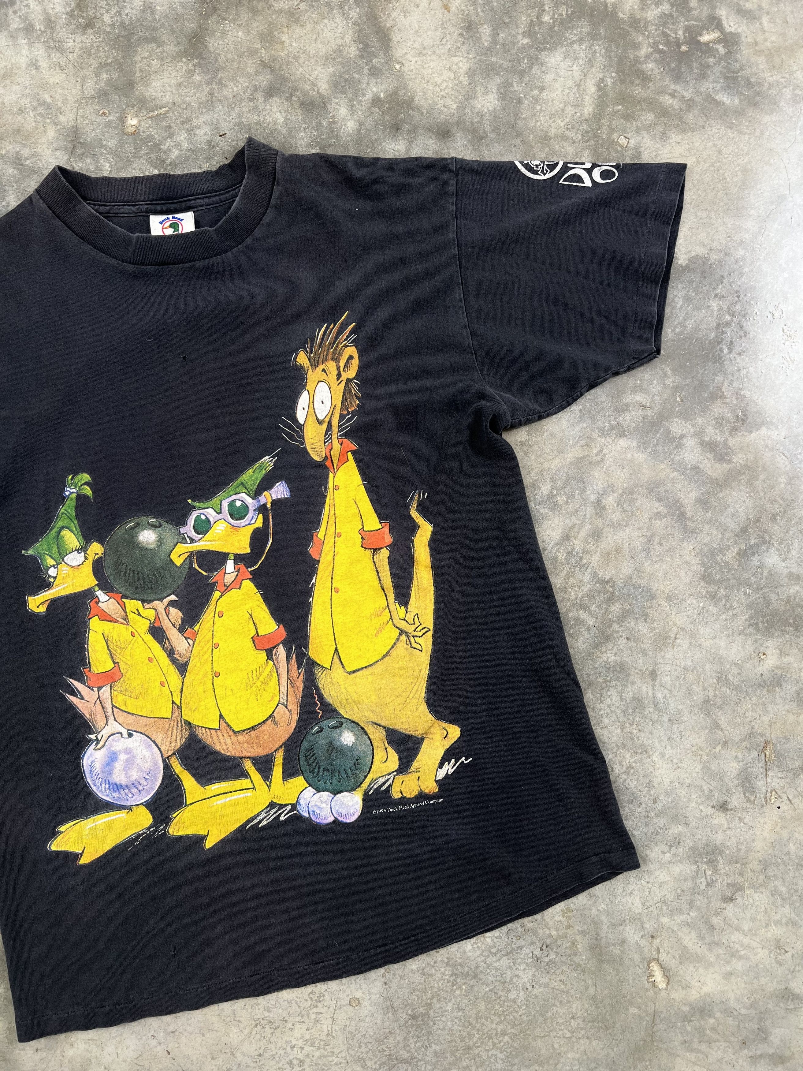 Vintage Vintage 90s Black Duck Out Bowling Tee Large ❄️🧊🥣 80s Size US L / EU 52-54 / 3 - 3 Thumbnail
