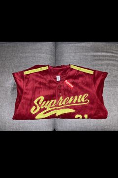 2020 F/W SUPREME VELOUR BASEBALL JERSEY TEE T-SHIRT CDG BOX LOGO PCL RED S  SMALL