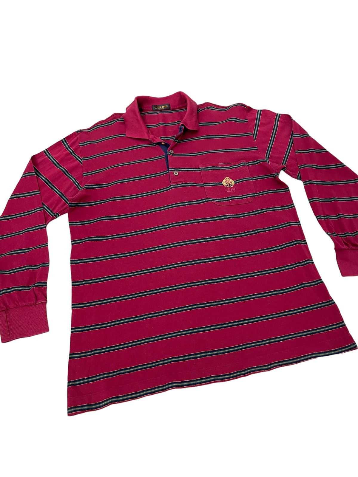 Celine Made in Italy Celine Paris Striped Polo Shirt Vtg 3🟩7 Size US M / EU 48-50 / 2 - 3 Thumbnail