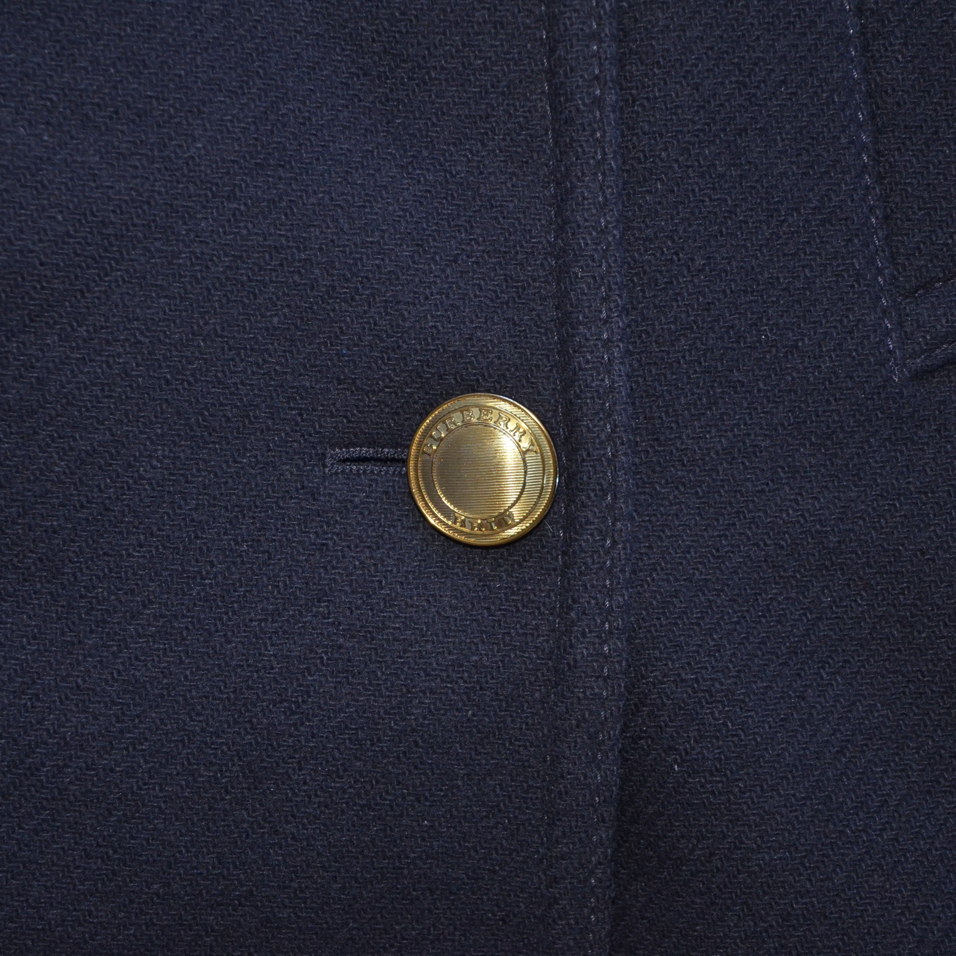 Burberry BURBERRY BRIT Women's Wool Coat With Gold Buttons Navy Size L / US 10 / IT 46 - 13 Thumbnail