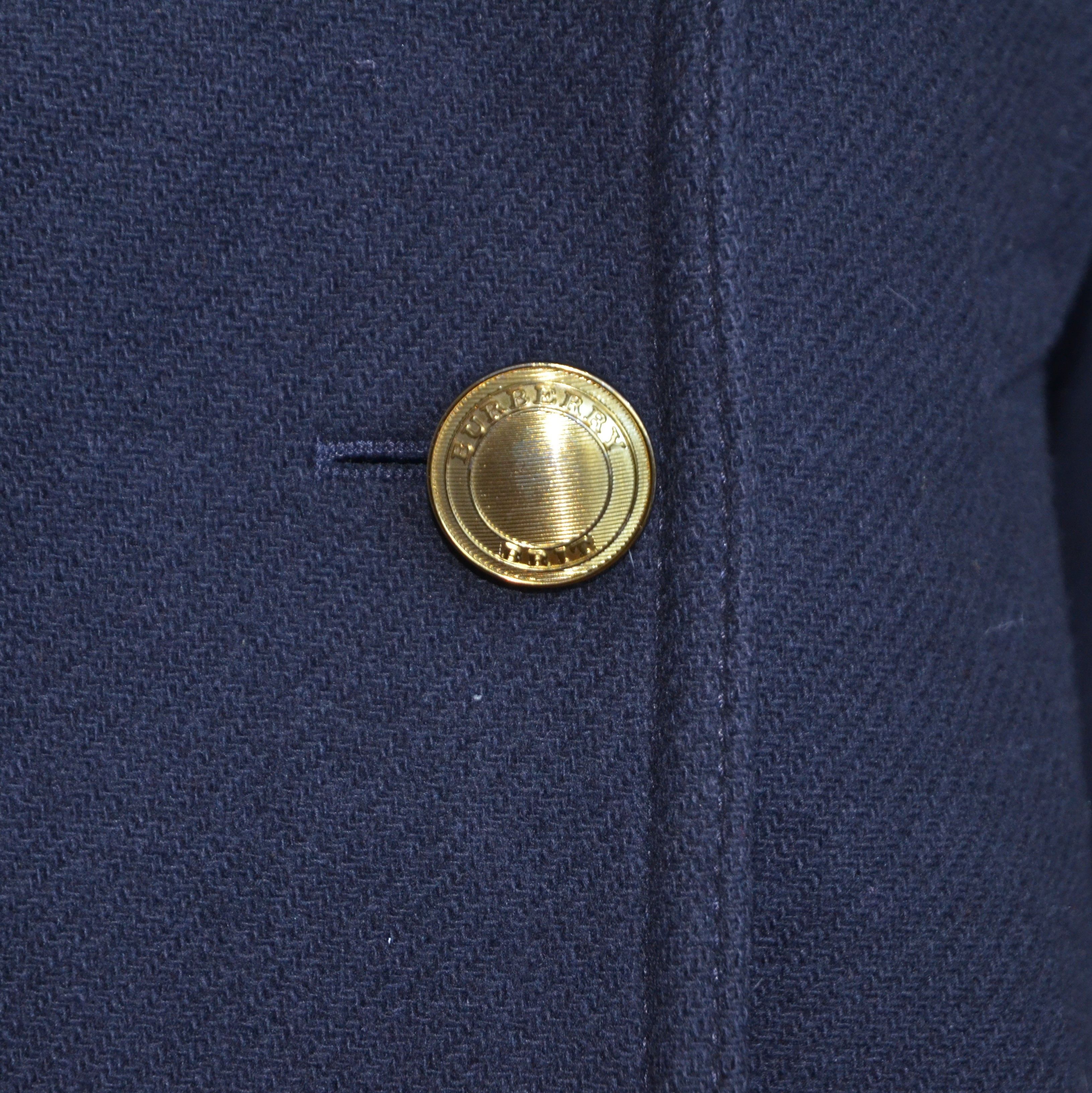 Burberry BURBERRY BRIT Women's Wool Coat With Gold Buttons Navy Size L / US 10 / IT 46 - 3 Thumbnail