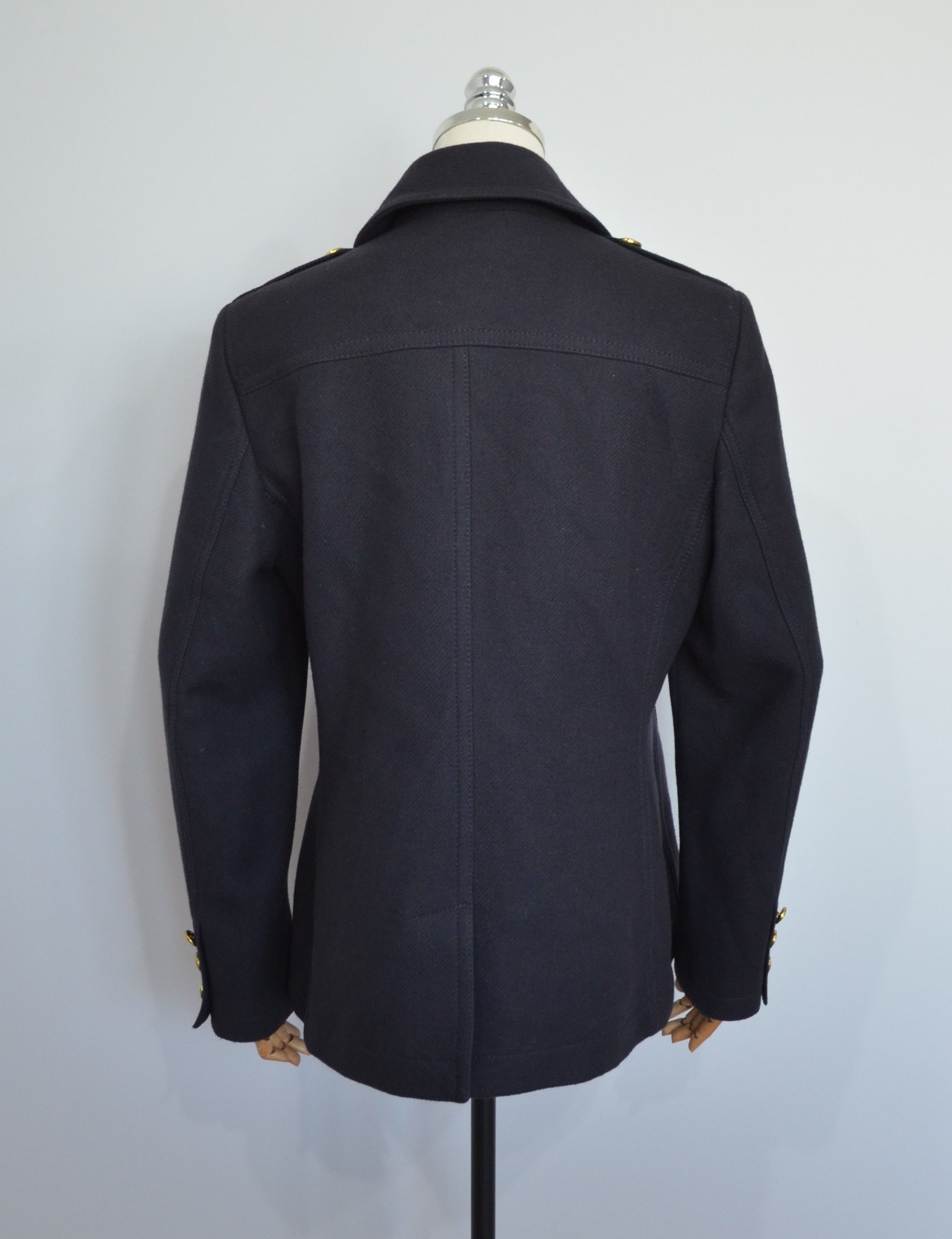 Burberry BURBERRY BRIT Women's Wool Coat With Gold Buttons Navy Size L / US 10 / IT 46 - 7 Thumbnail