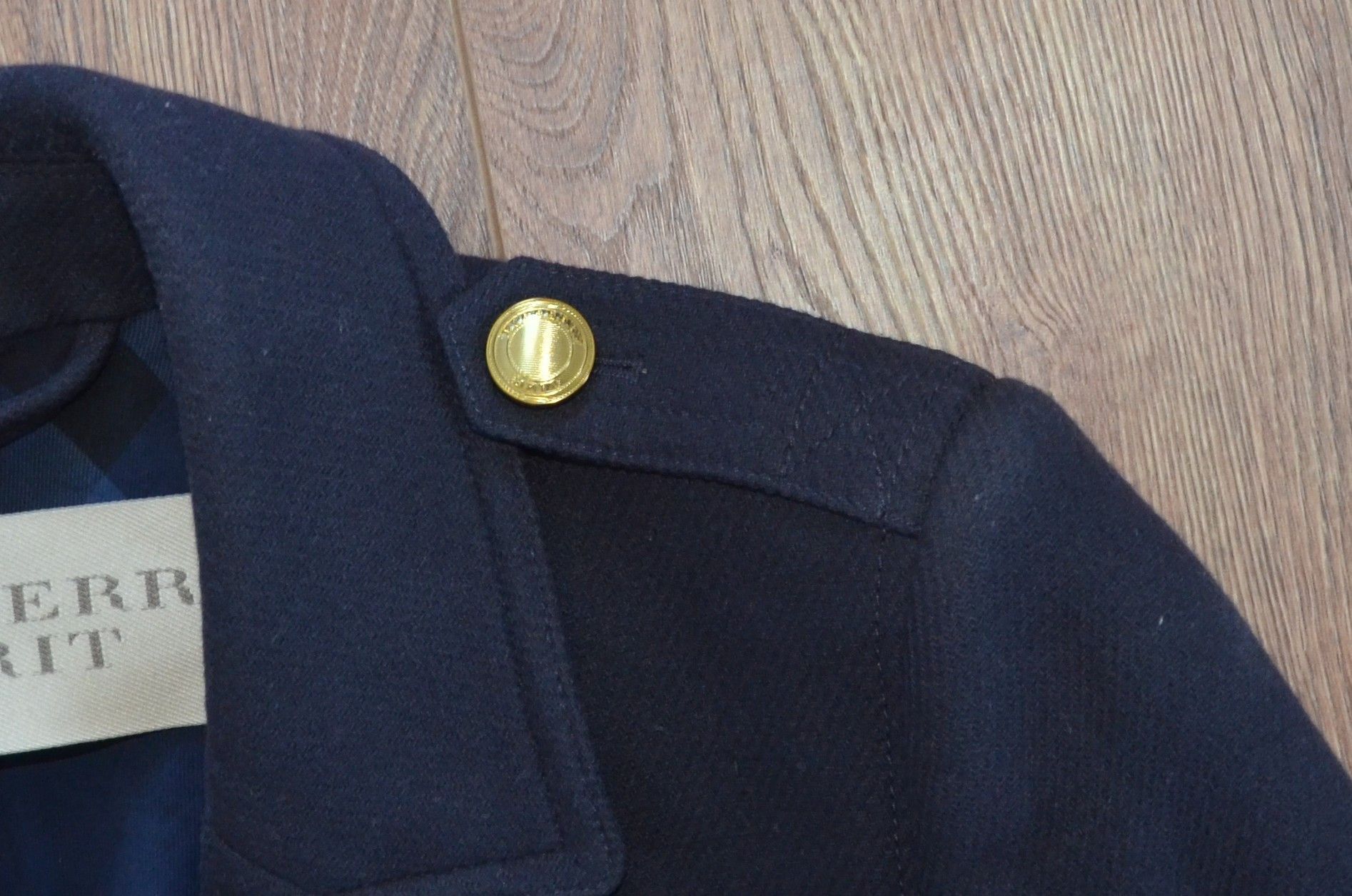 Burberry BURBERRY BRIT Women's Wool Coat With Gold Buttons Navy Size L / US 10 / IT 46 - 15 Thumbnail