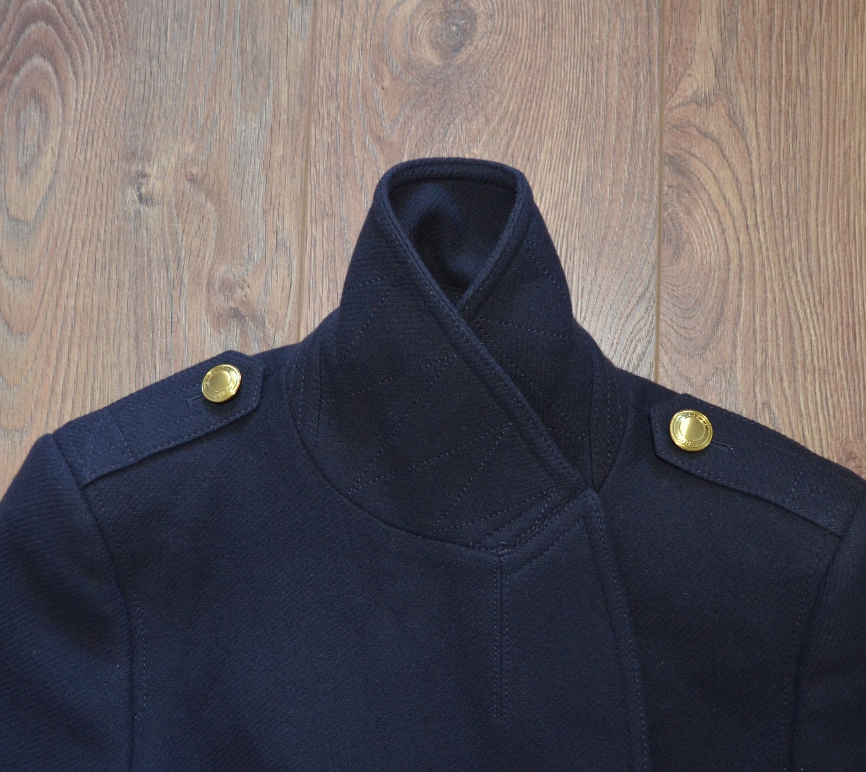 Burberry BURBERRY BRIT Women's Wool Coat With Gold Buttons Navy Size L / US 10 / IT 46 - 17 Thumbnail