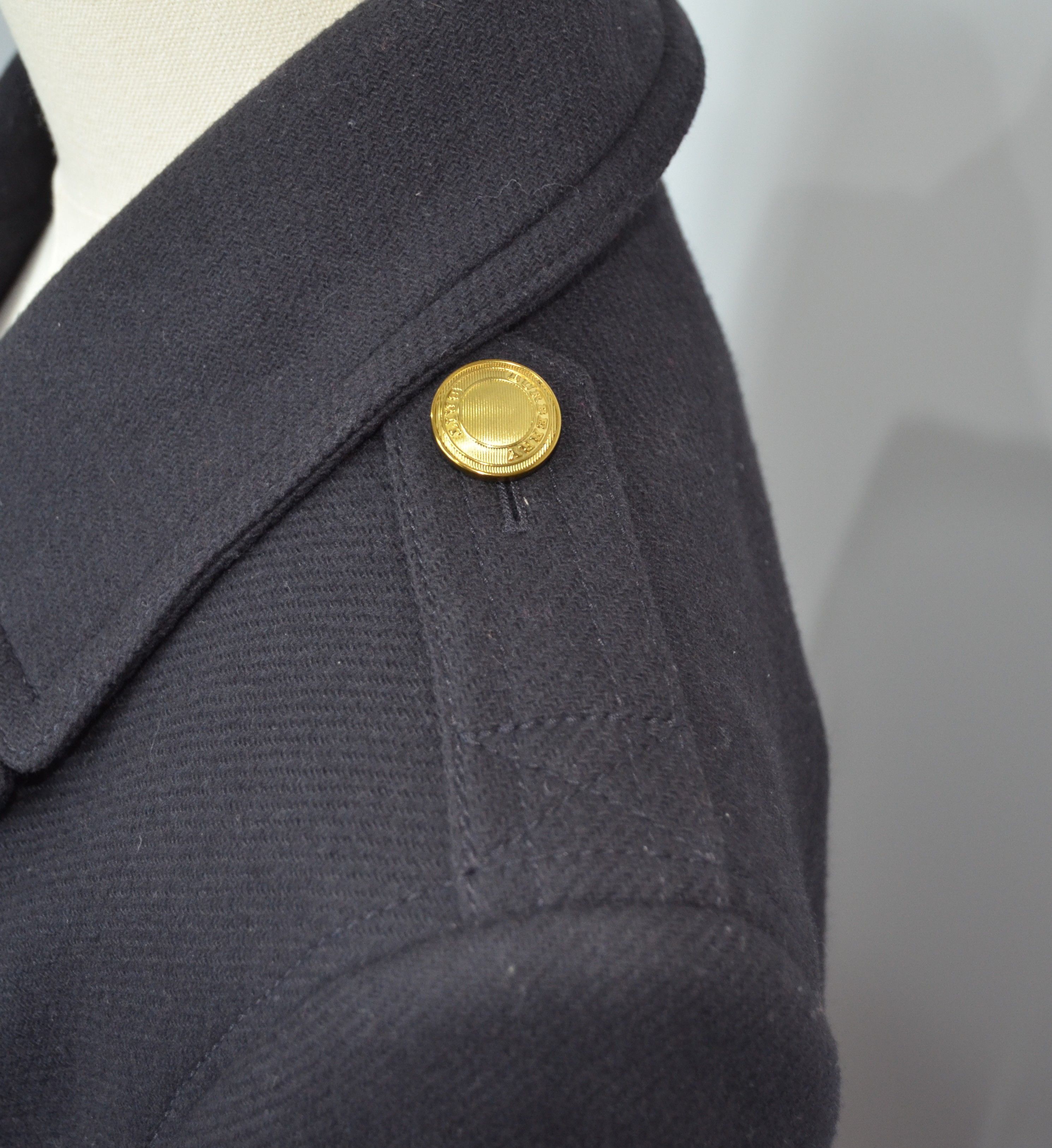 Burberry BURBERRY BRIT Women's Wool Coat With Gold Buttons Navy Size L / US 10 / IT 46 - 4 Thumbnail