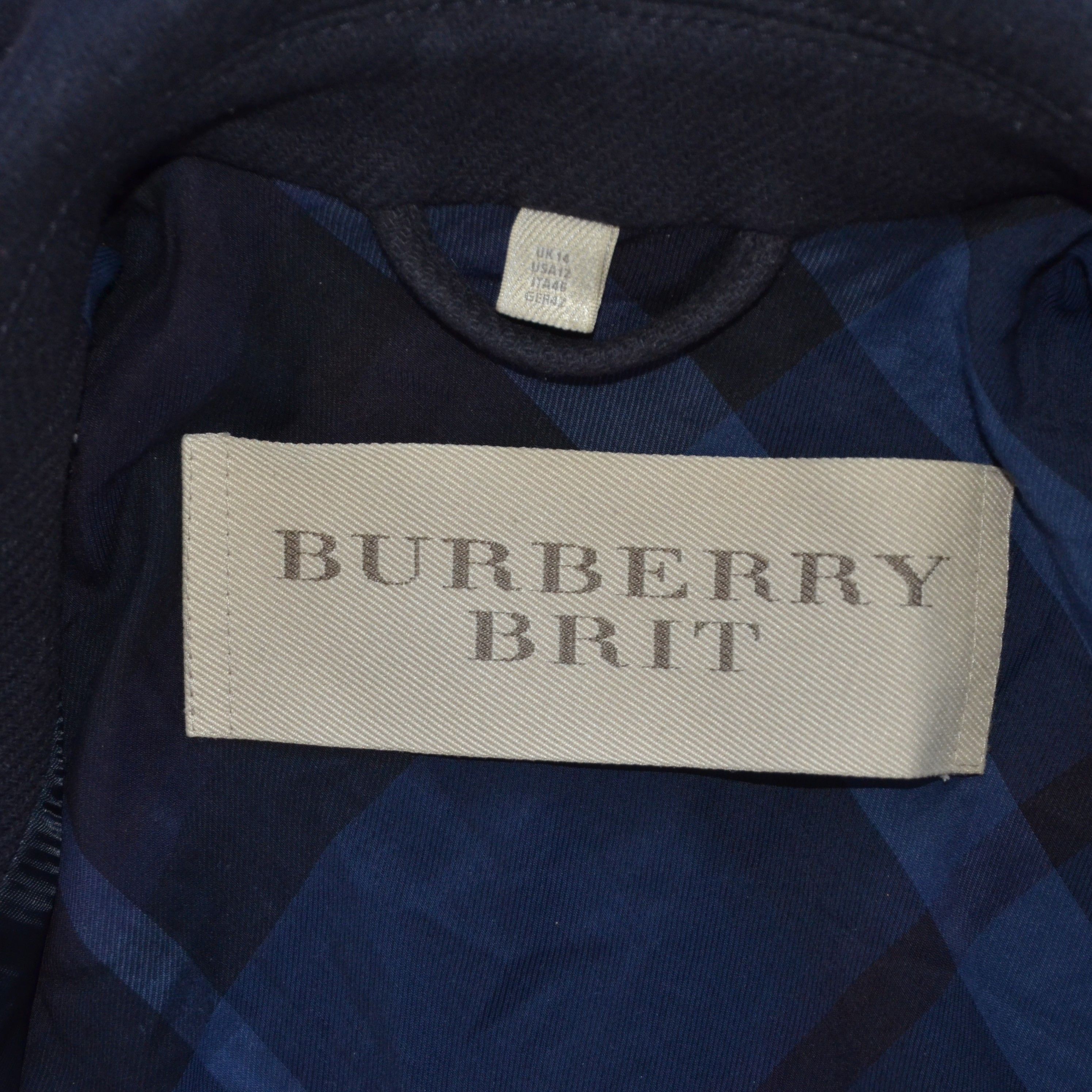 Burberry BURBERRY BRIT Women's Wool Coat With Gold Buttons Navy Size L / US 10 / IT 46 - 19 Thumbnail