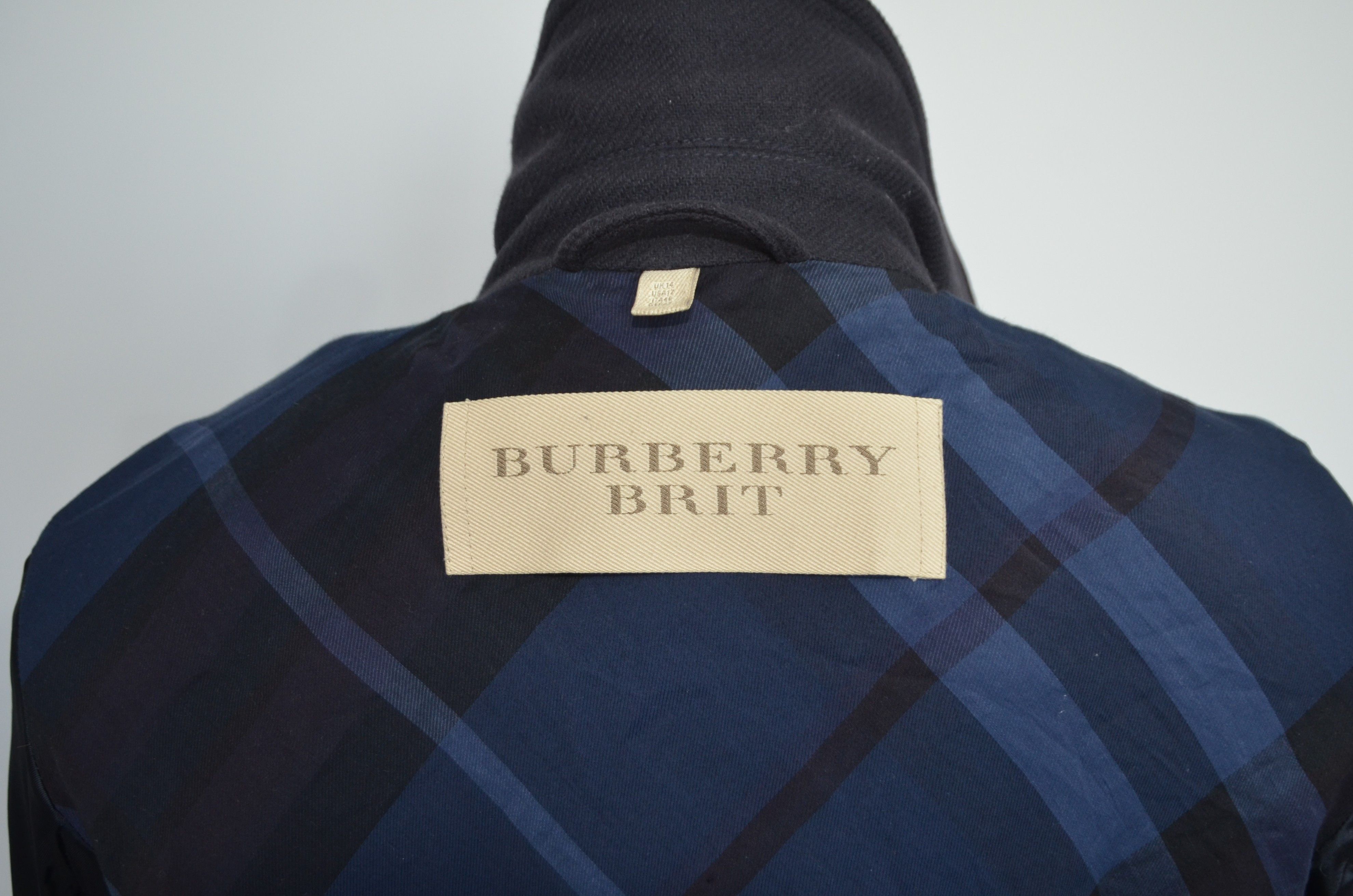 Burberry BURBERRY BRIT Women's Wool Coat With Gold Buttons Navy Size L / US 10 / IT 46 - 10 Thumbnail