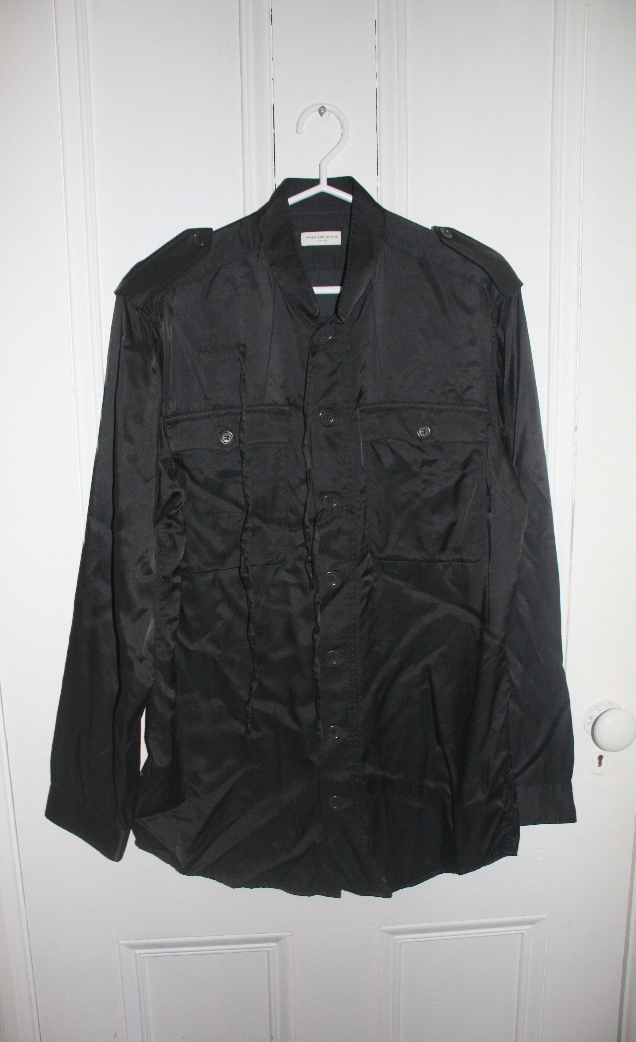 Dries Van Noten Black fW15 cupro military shirt | Grailed