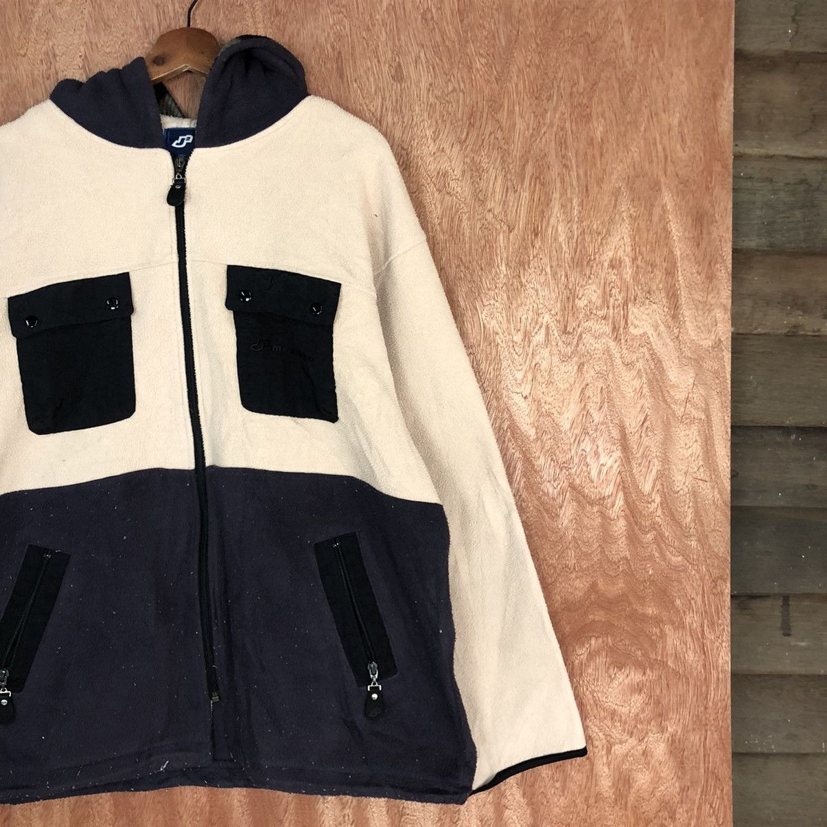 Japanese Brand Mr Junko Brown Sweater fleece japan patchwork #H316 Size US L / EU 52-54 / 3 - 5 Thumbnail