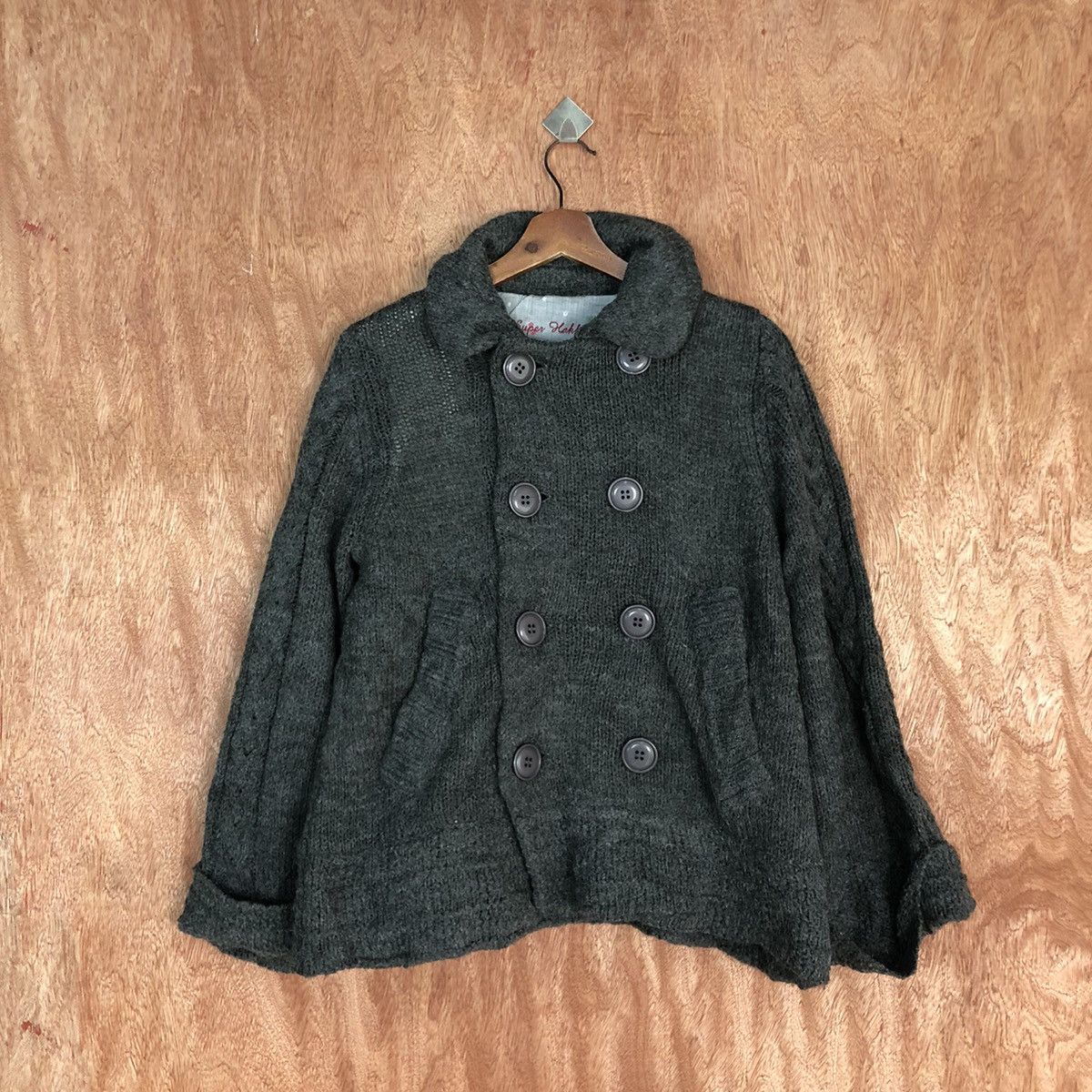 Homespun Knitwear Super Hakka Grey Knitwear cardigan japan #H309 Size US M / EU 48-50 / 2 - 1 Thumbnail