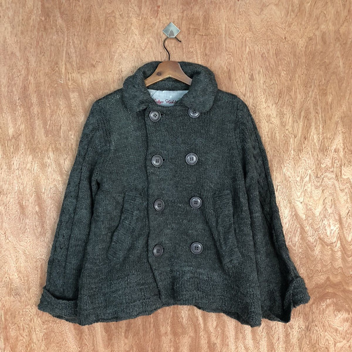 Homespun Knitwear Super Hakka Grey Knitwear cardigan japan #H309 Size US M / EU 48-50 / 2 - 3 Thumbnail
