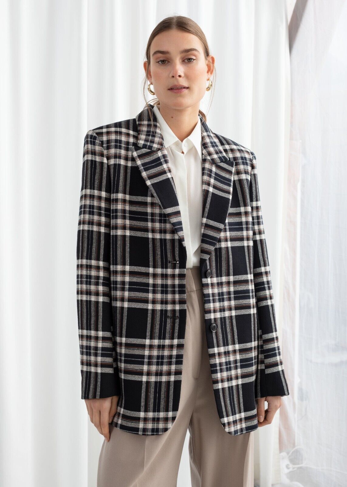 & Other Stories & OTHER STORIES Cotton Blend Plaid Blazer Size S / US 4 / IT 40 - 6 Thumbnail