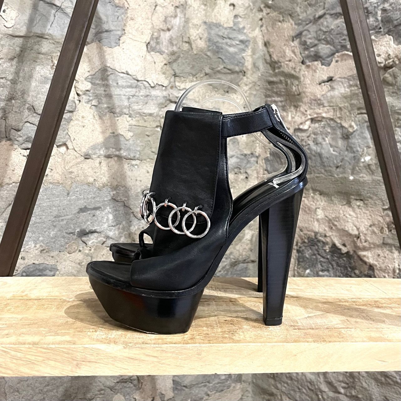 Alexander Wang Alexander Wang Black Ring Accent Platform Sandals Size US 9 / IT 39 - 5 Thumbnail