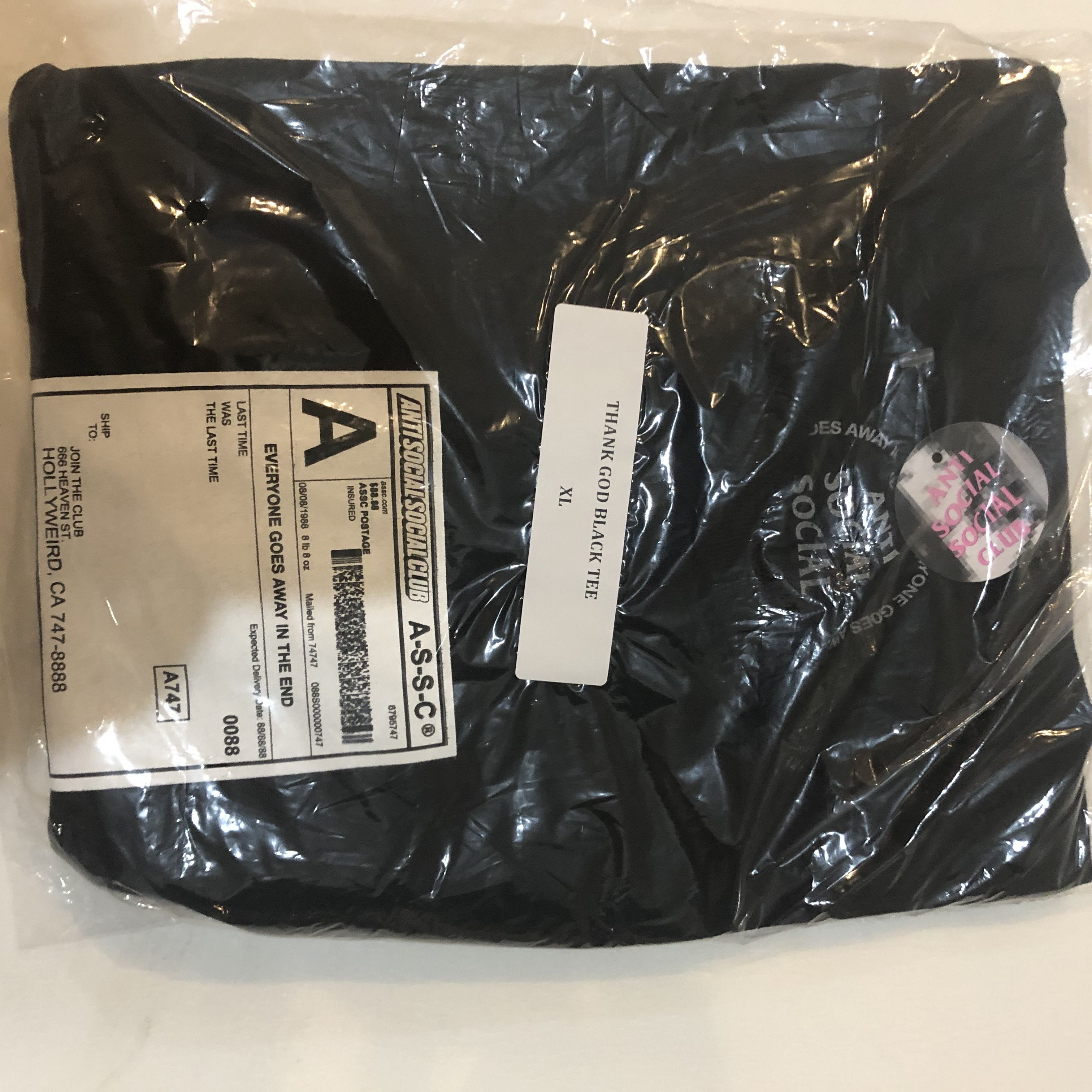 Anti Social Social Club DS ASSC label Thank God Black Tee FTP FOG CDG KAWS BAPE KITH Size US XL / EU 56 / 4 - 3 Thumbnail