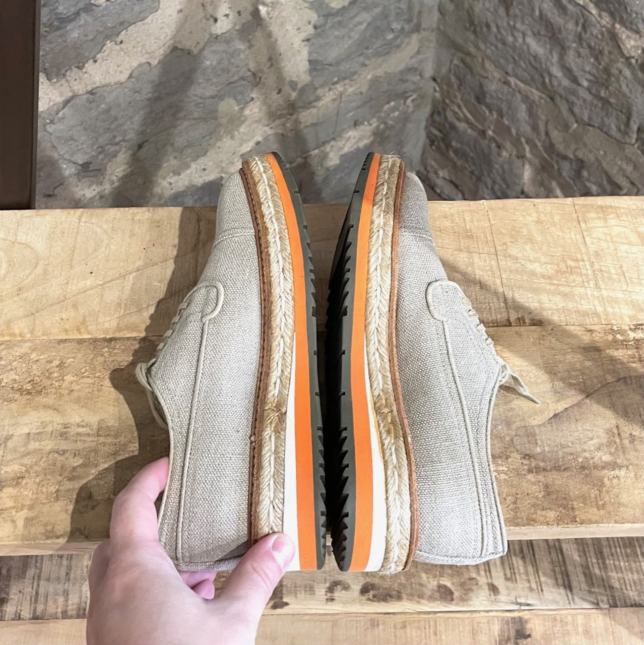 Prada Prada Beige Canvas Platform Creepers Size US 5 / IT 35 - 6 Thumbnail